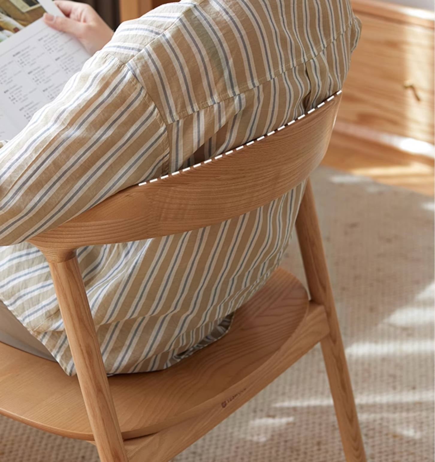 Ash, White Ash, Black Walnut Solid Wood Armchair, Scandinavian Modern Curved Back Accent Chair