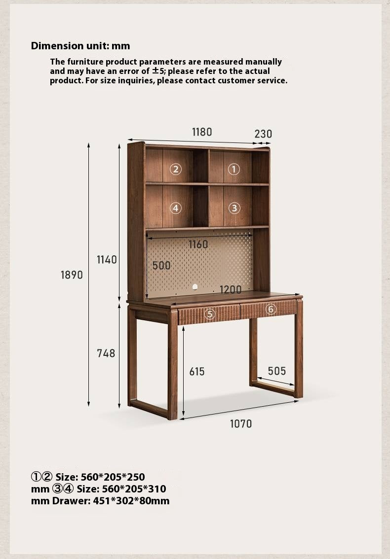 Black Walnut Solid Wood, Solid RubberWood Computer Desk