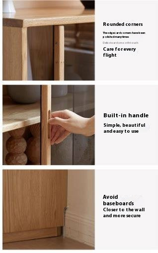 Oak Solid Wood Modern Side Cabinet.