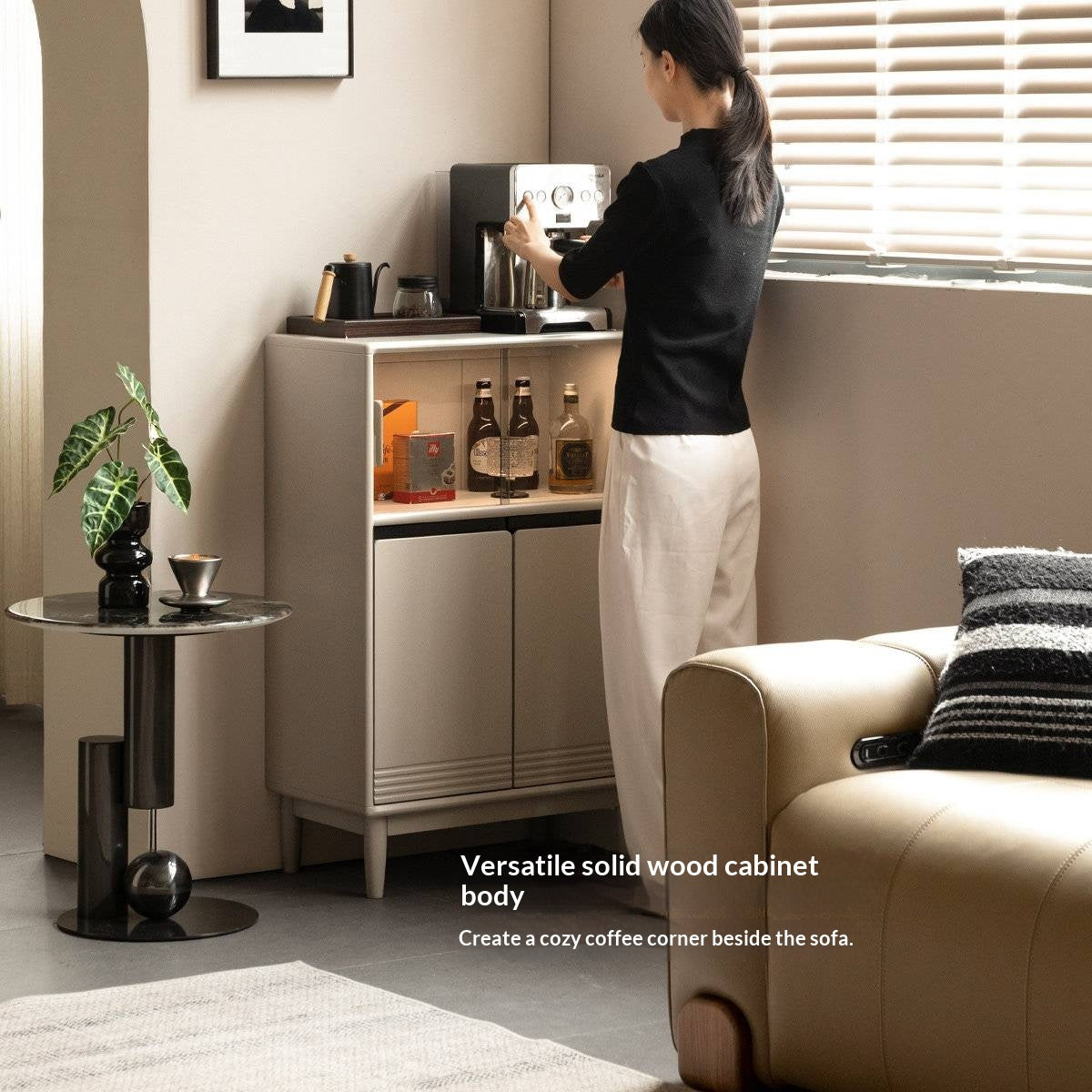 Poplar Solid Wood Italian Style Side Cabinet