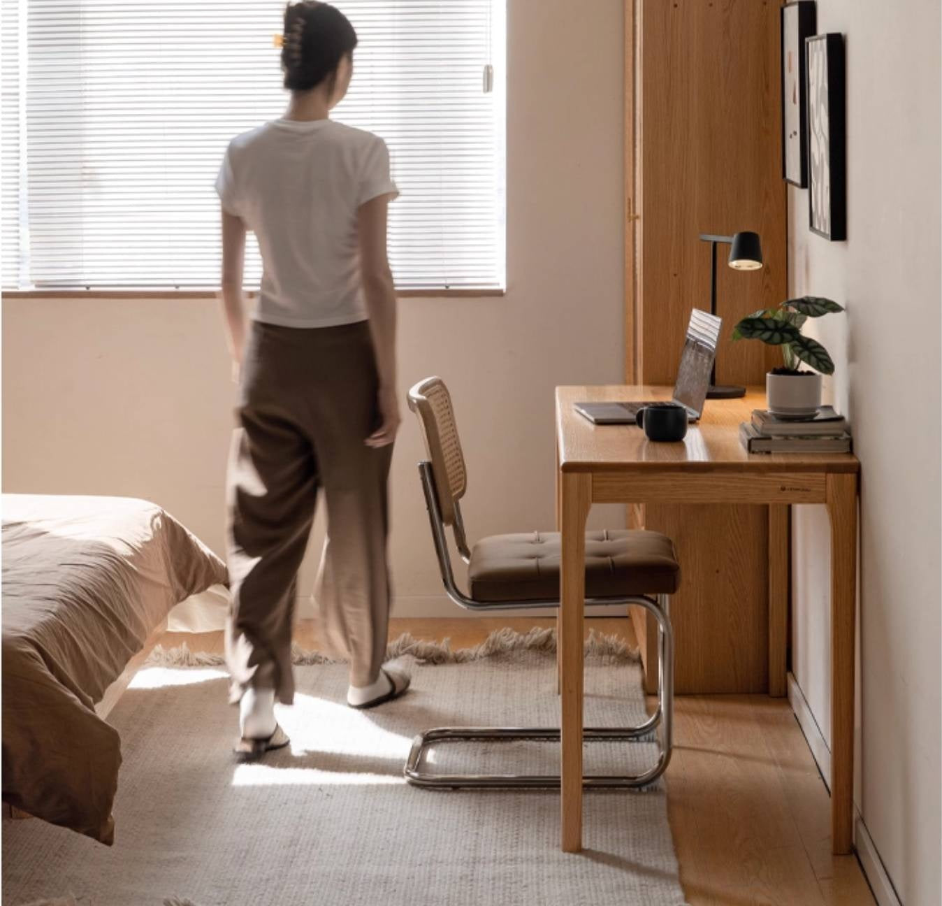 Oak Solid Wood Office Nordic Desk