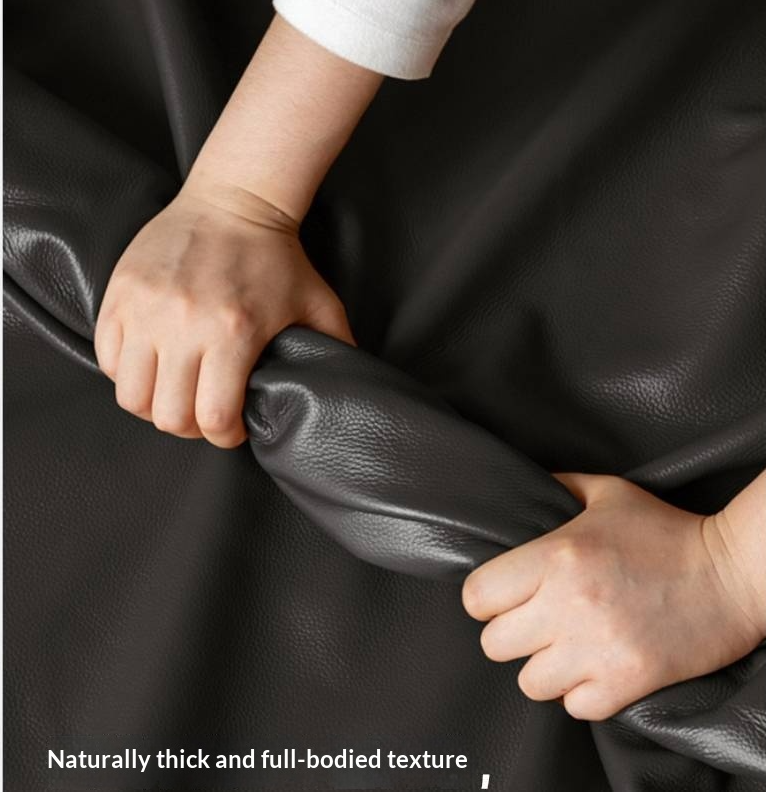 Genuine Leather Retro Box Bed — Black Upholstered, Simple Design