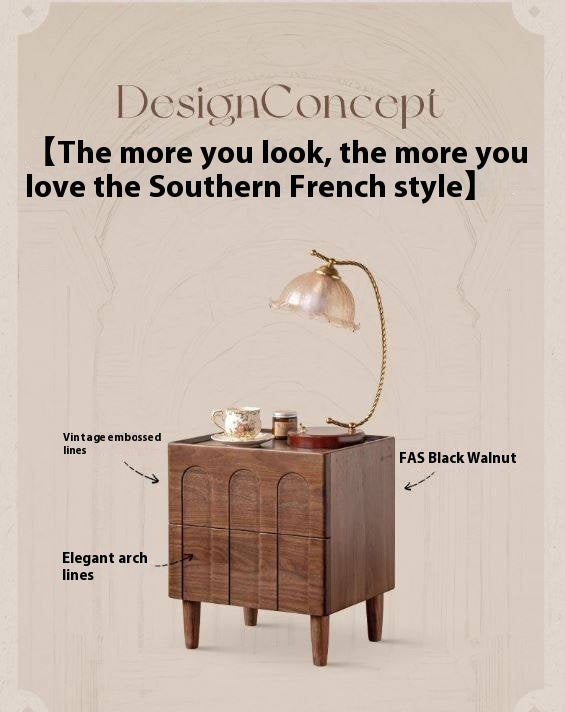 Black Walnut, Poplar, Sandalwood Solid Wood Modern Simple Nightstand.