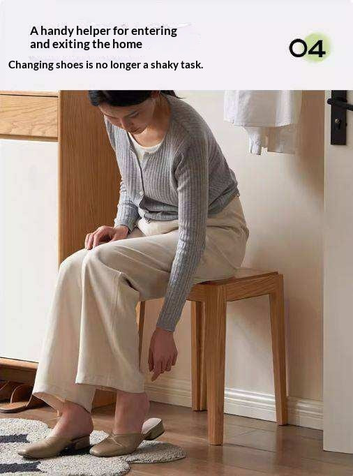 2pcs - Beech, Oak, Ash, Cherry Solid Wood, Solid RubberWood Foldable Nordic Square Stool