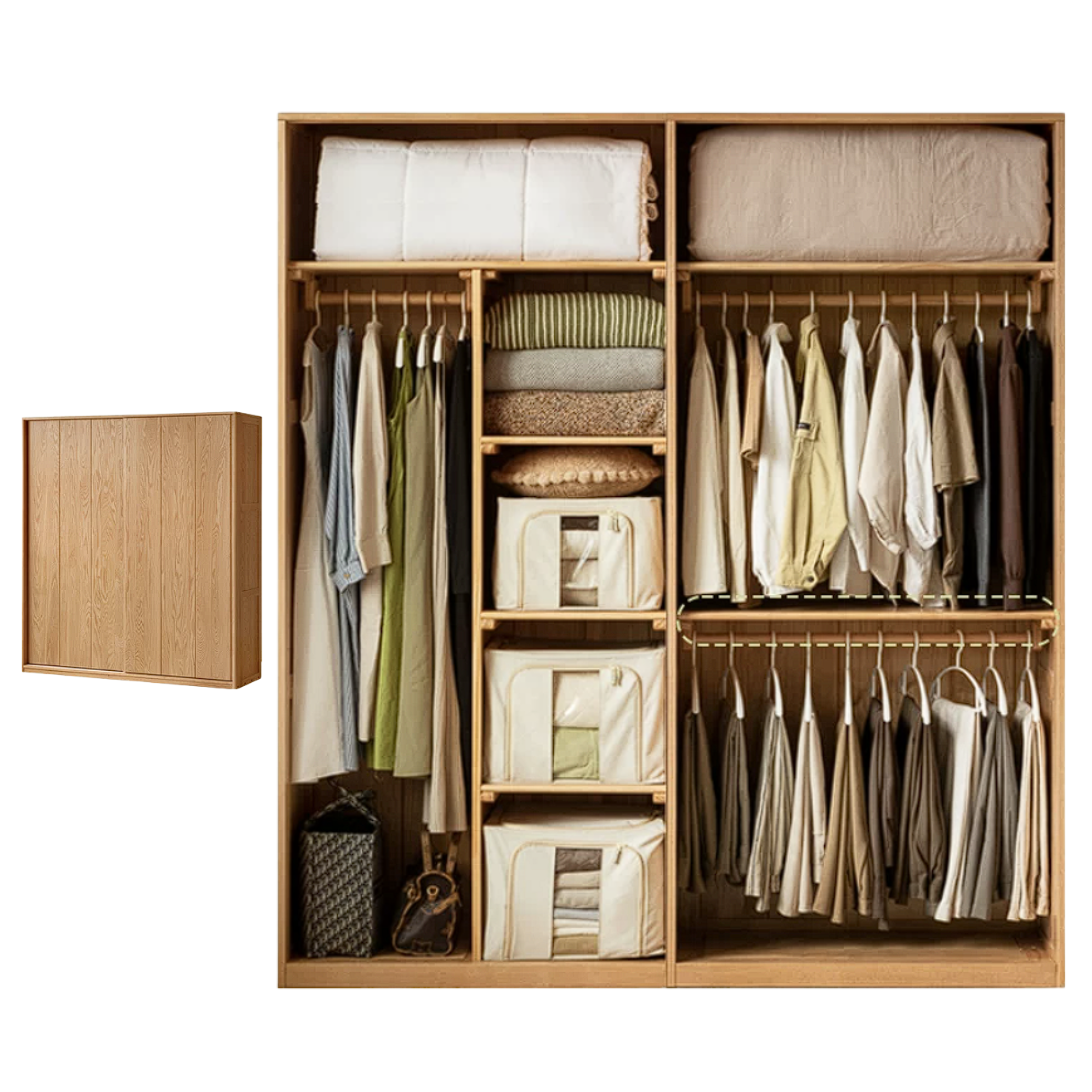 Cherry Wood Sliding Door Retro Wardrobe