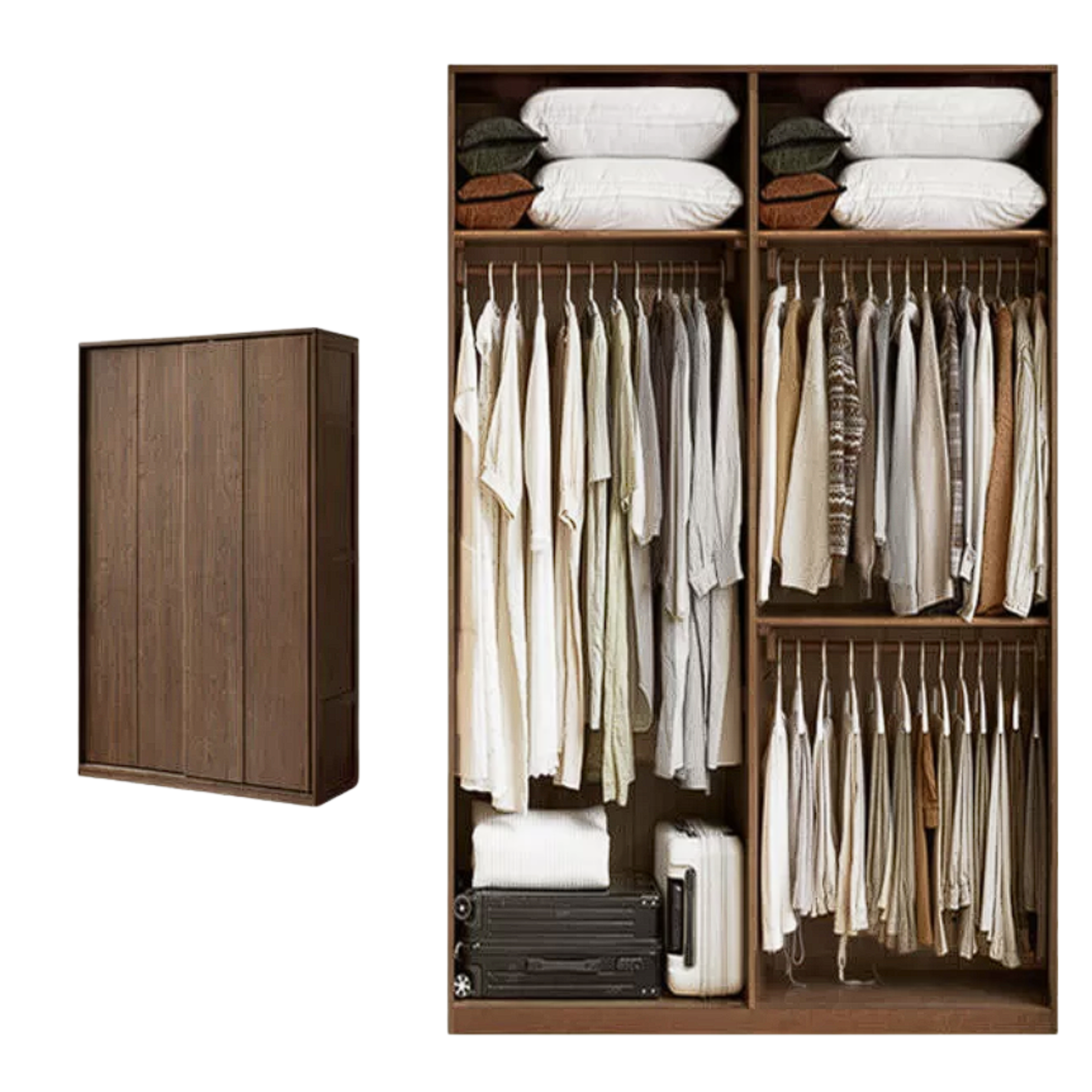 Black Walnut, Sandalwood Sliding Door Wardrobe.