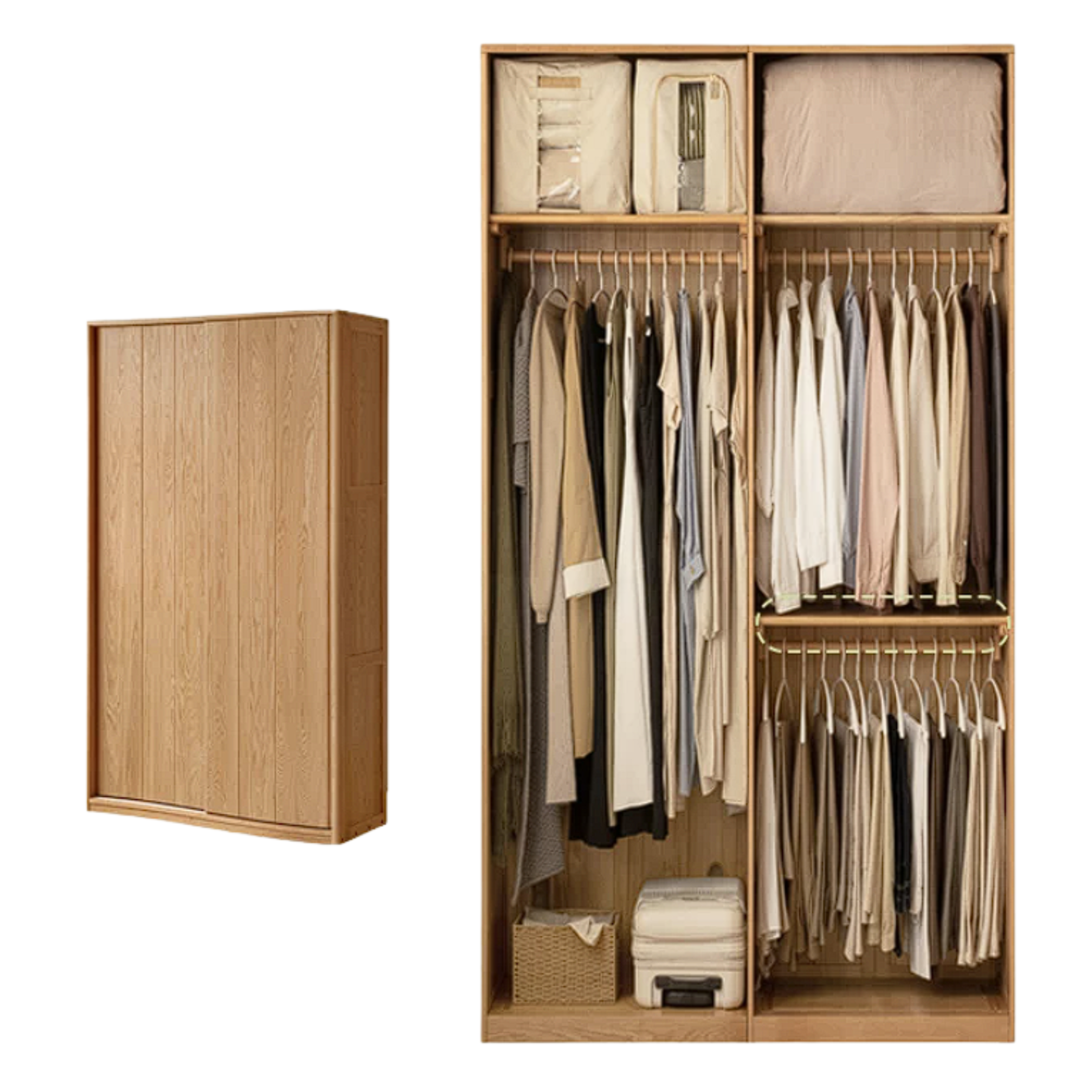 Cherry Wood Sliding Door Retro Wardrobe