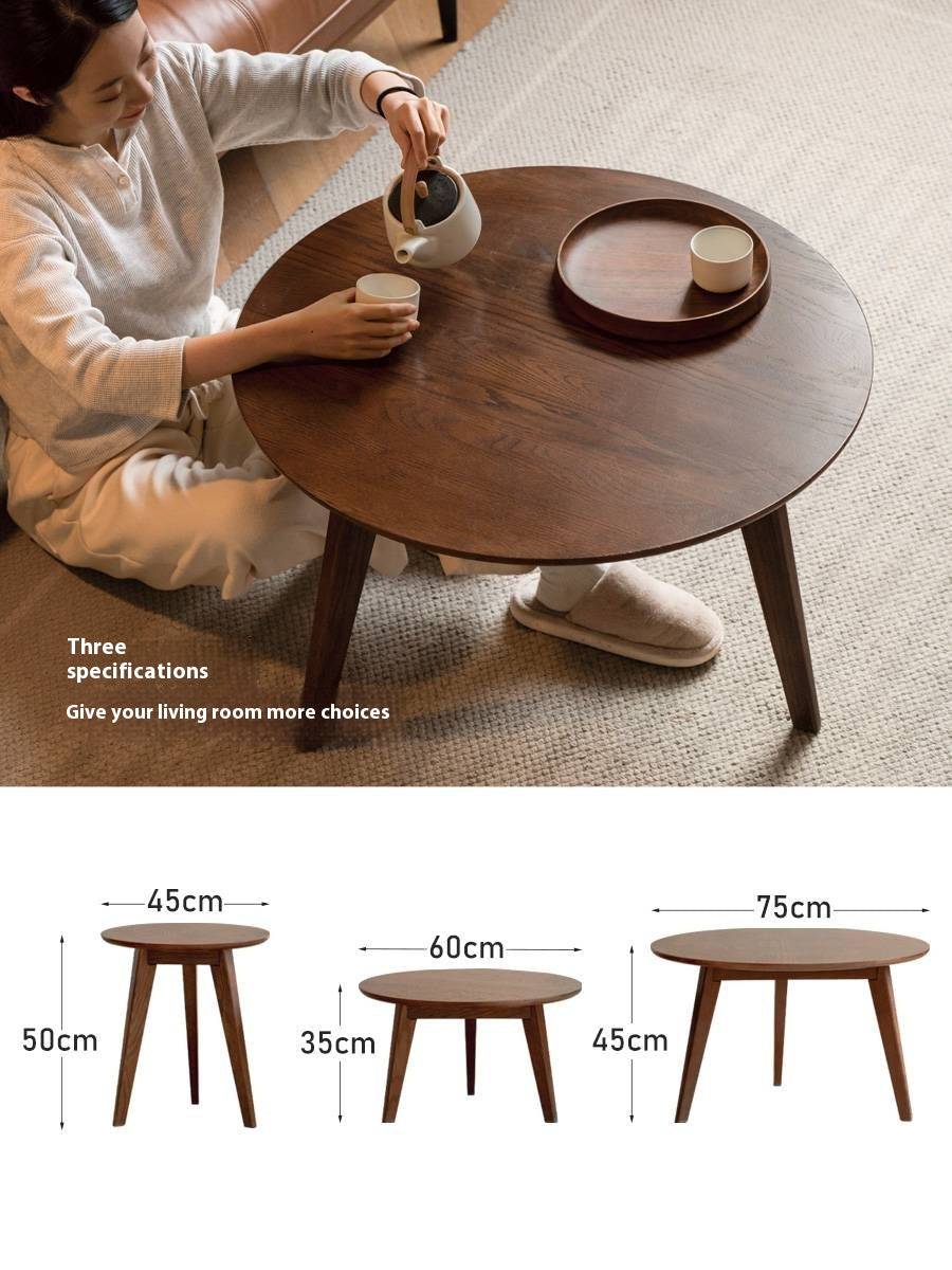 Oak, Solid Rubberwood Round Coffee Table Combination