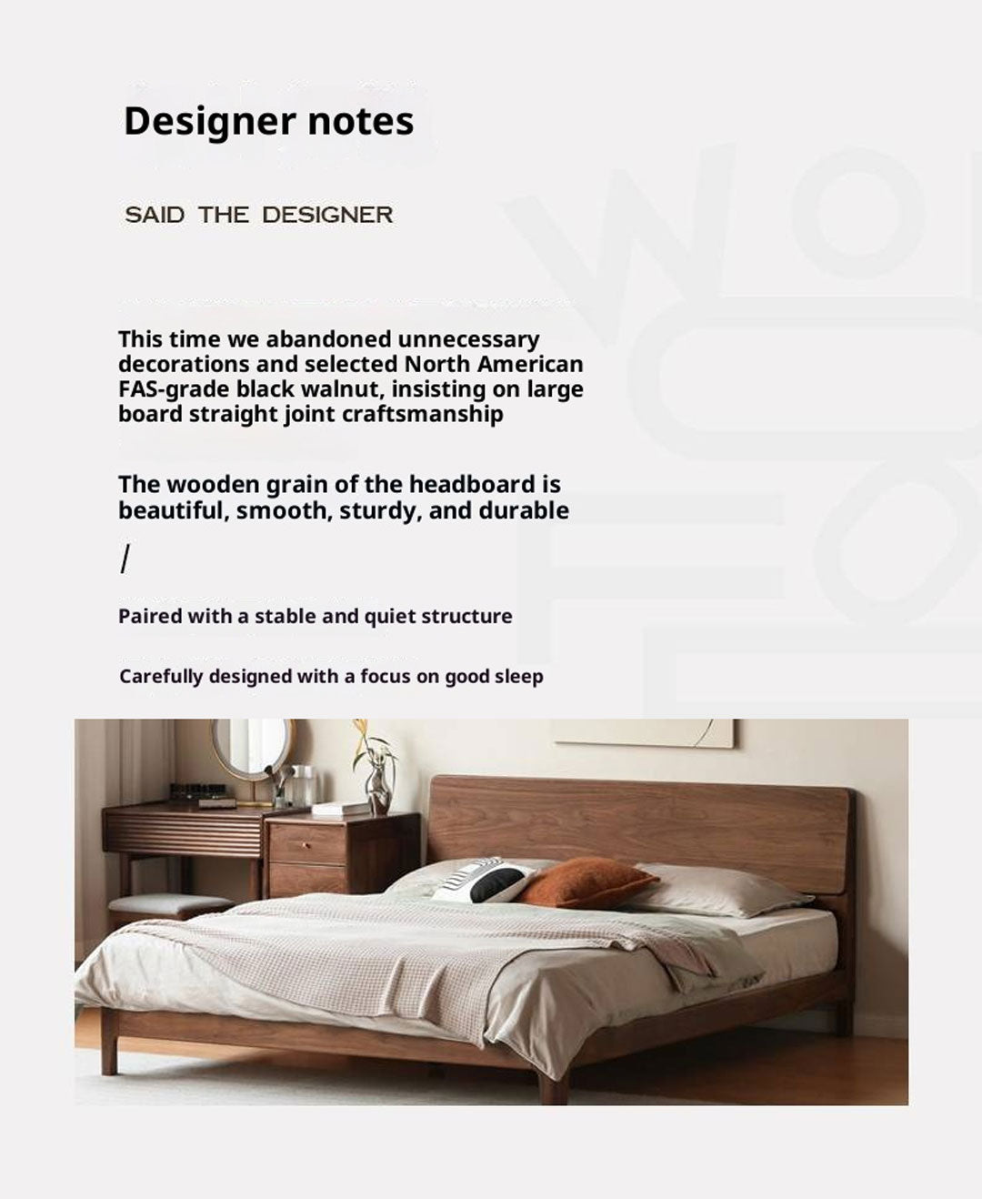 North American Black Walnut, Oak, Catalpa Solid Wood Modern Minimalist Bed