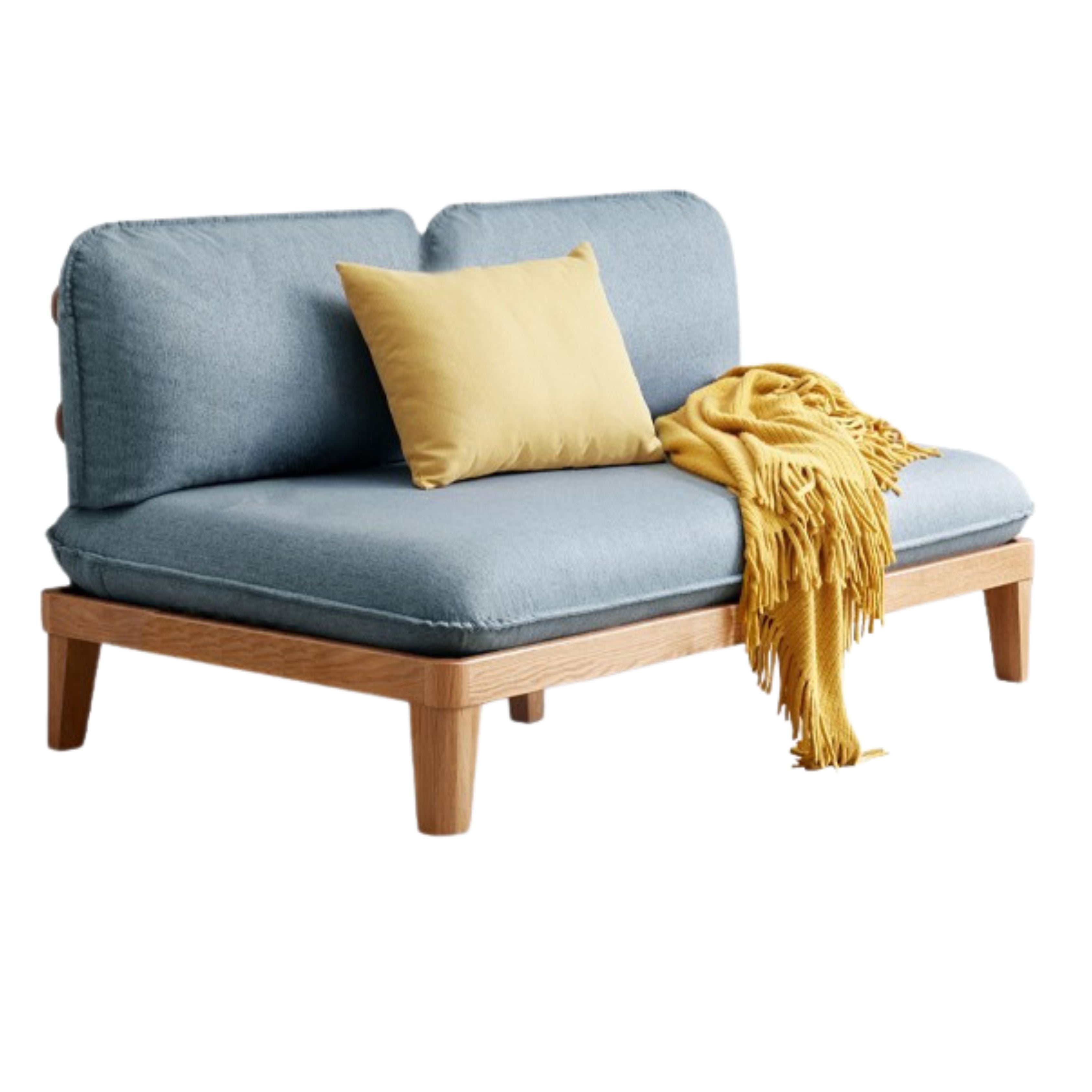 Oak Solid wood Armless Straight Fabric Sofa.
