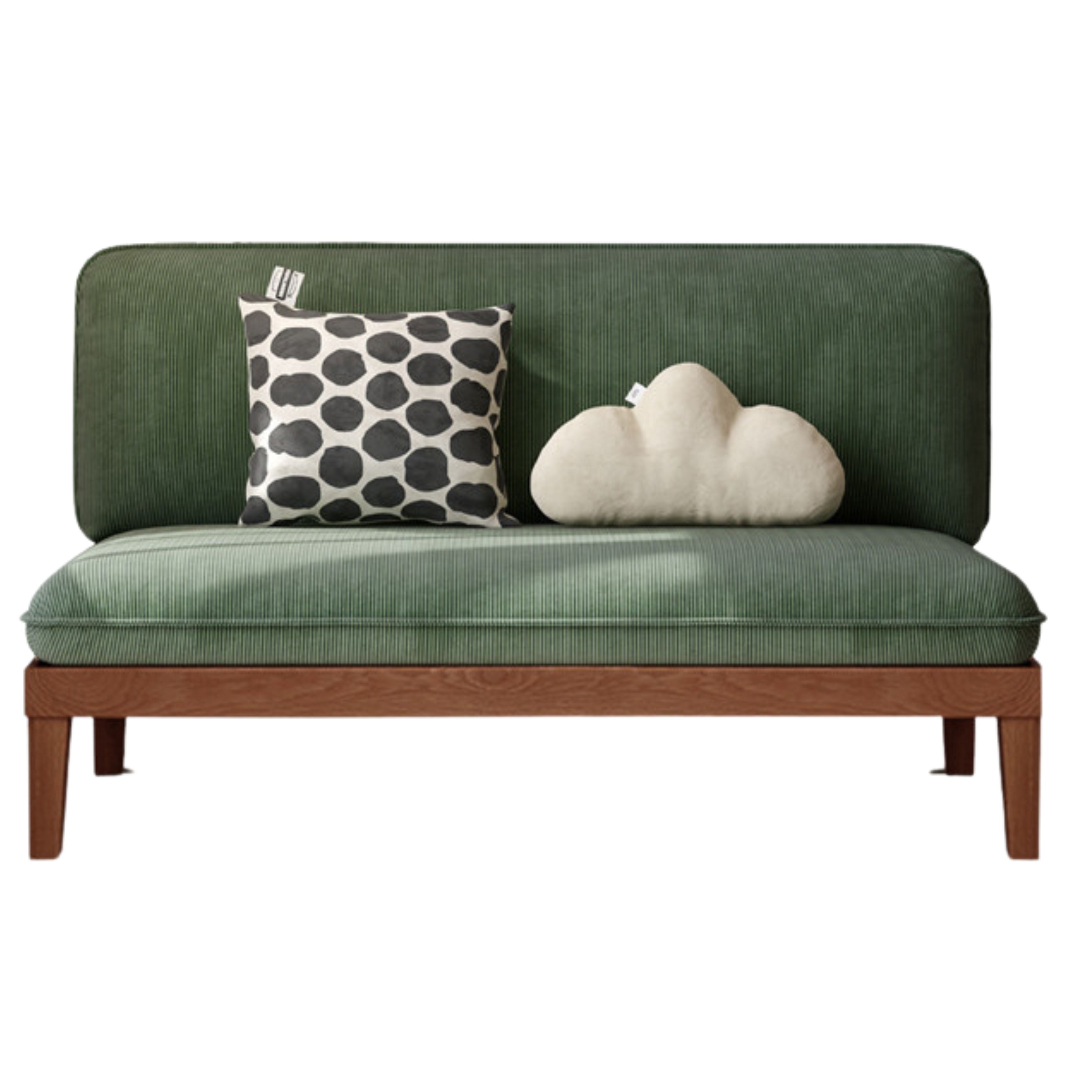Oak Solid wood Armless Straight Fabric Sofa.
