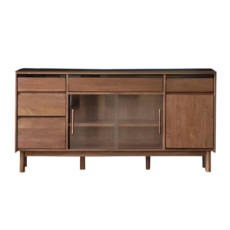 Black Walnut, Sandalwood Solid Wood Light Luxury Rock Plate Sideboard