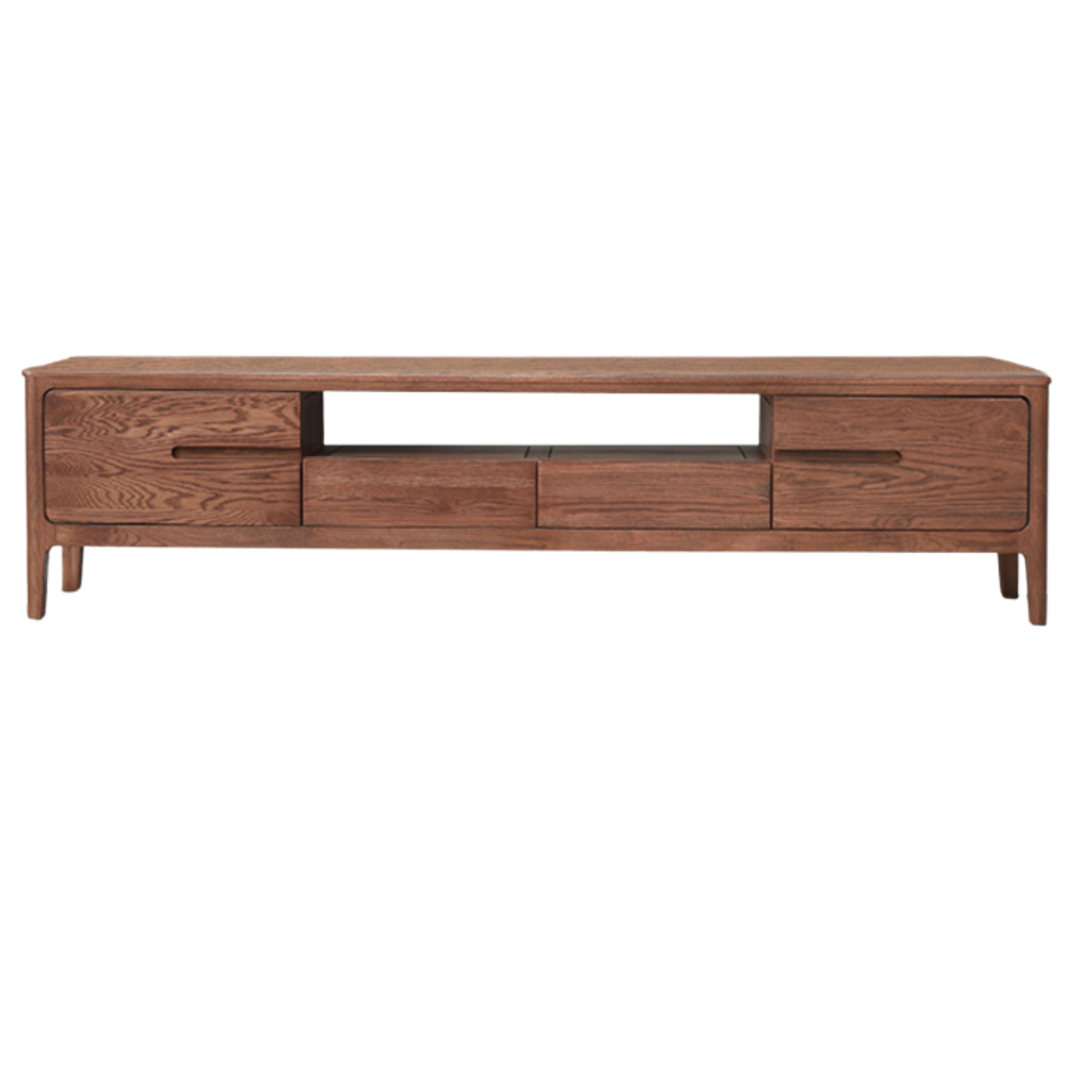 Oak, Solid Rubberwood Modern TV Stand