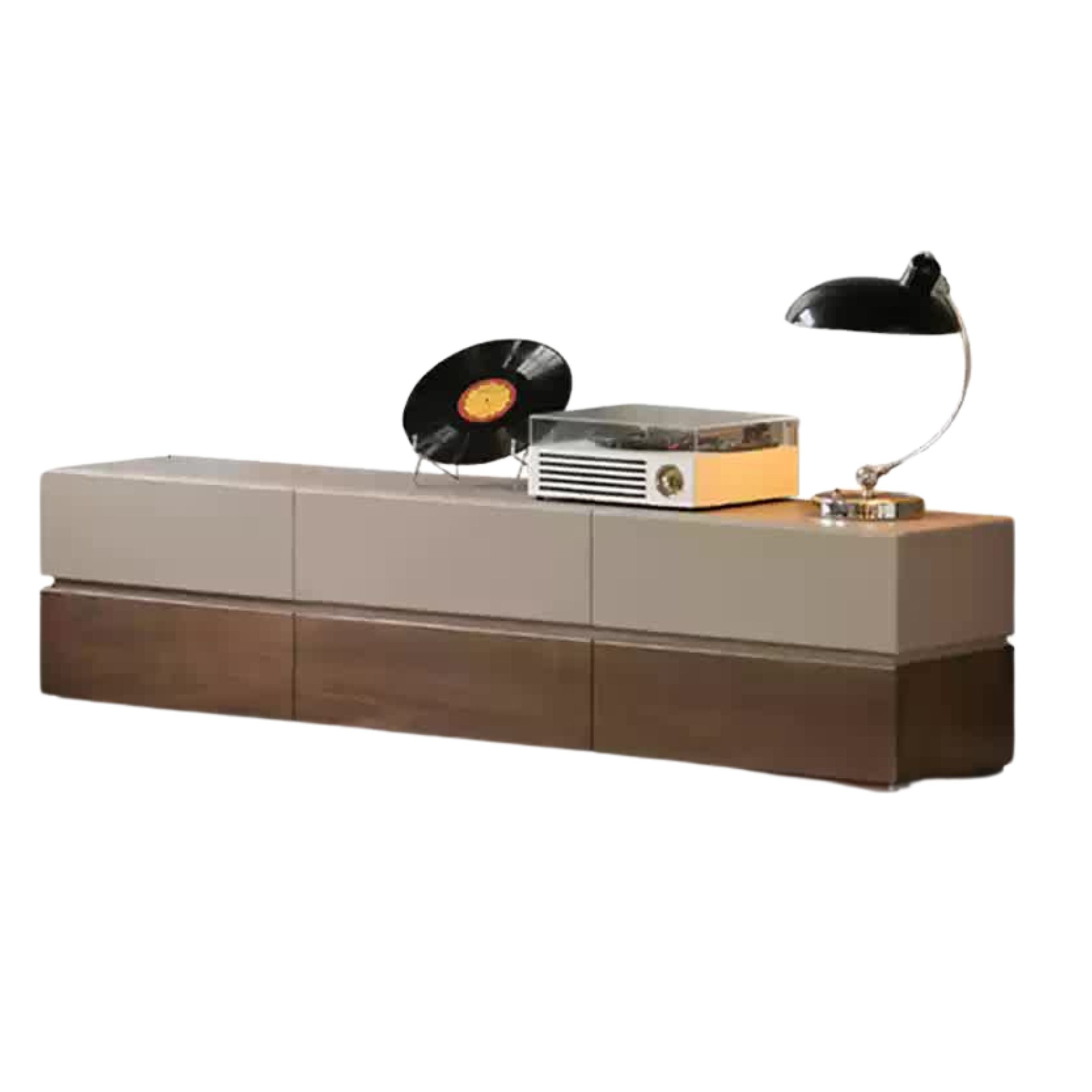 Black Walnut Solid Wood Italian Light Luxury Floor TV Cabinet.