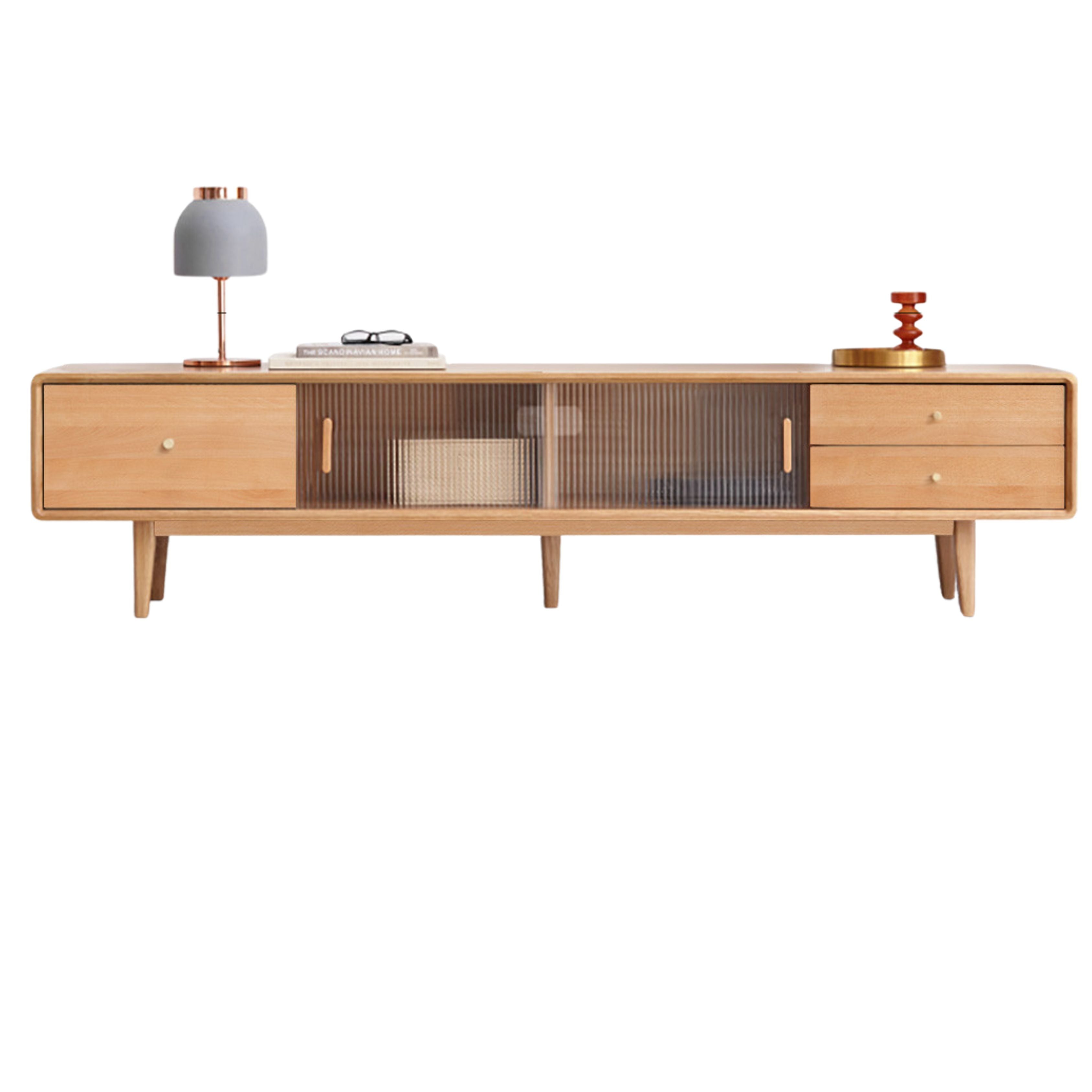 Oak, Beech Solid Wood, Solid RubberWood TV Stand