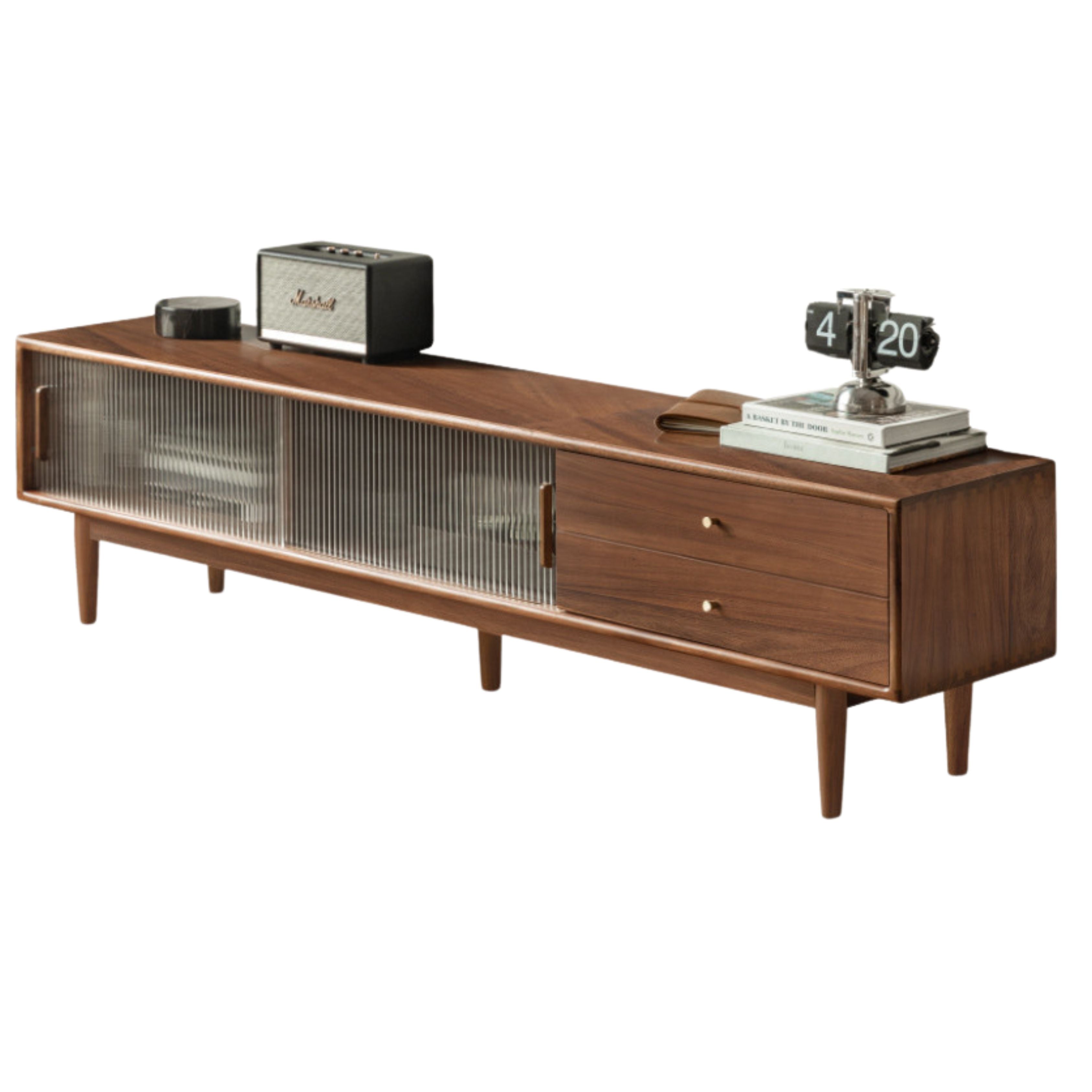 Black Walnut, Rubber, South American walnut Solid Wood Modern TV Cabinet.
