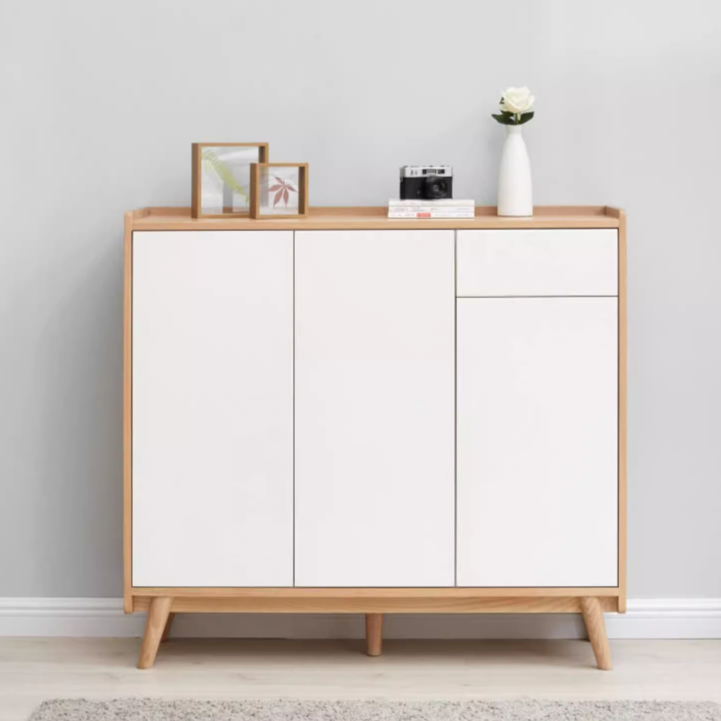 Ash solid wood shoe cabinet"