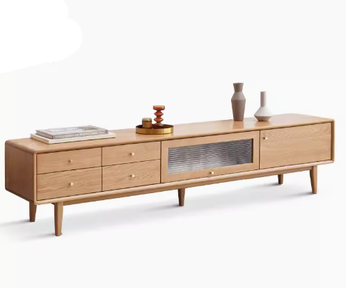 Flip door TV cabinet Oak solid wood"