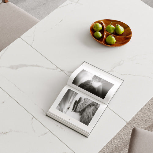 Oak Solid Wood walnut color Retractable Dining Table