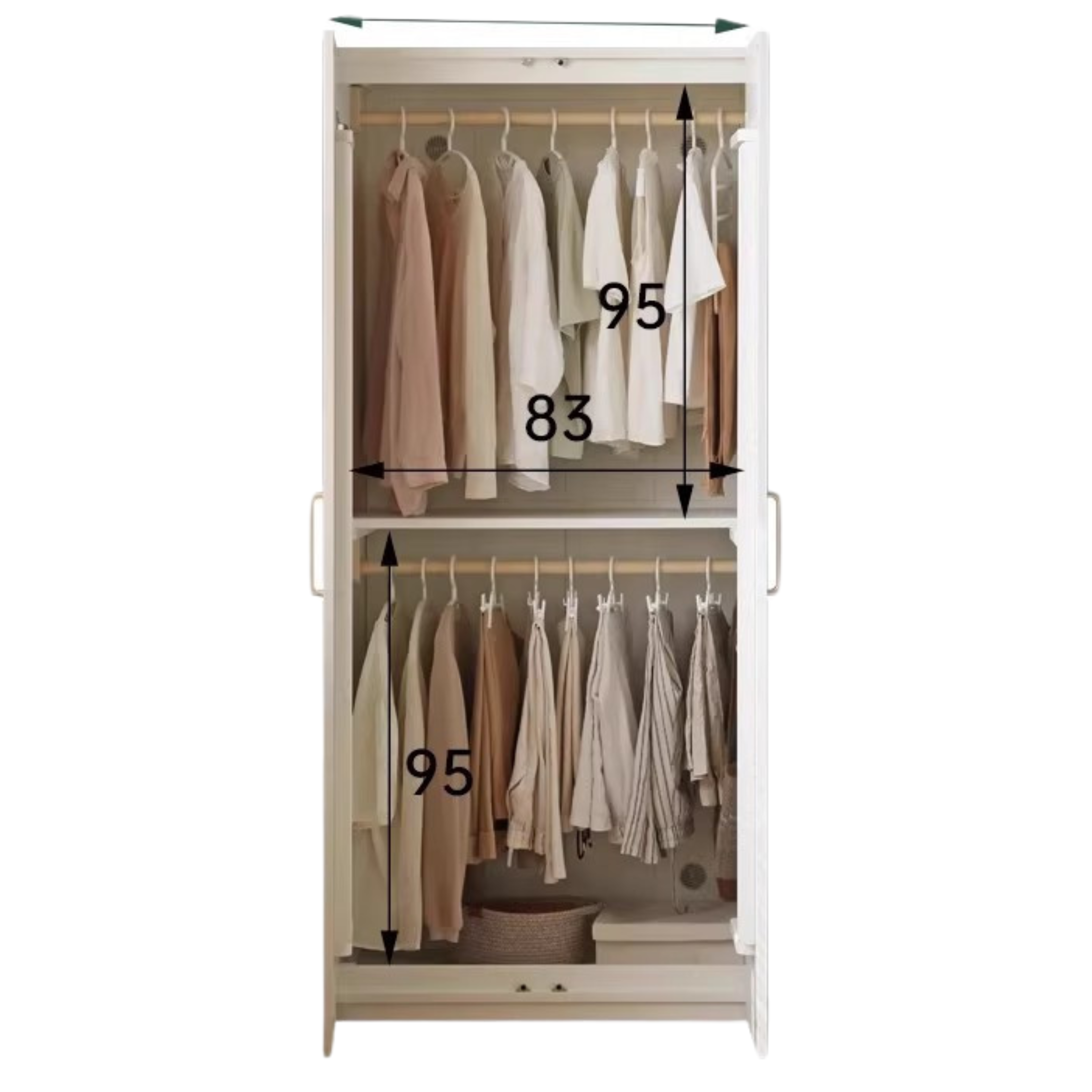 Pine Solid Wood Wardrobe French Cream Style.