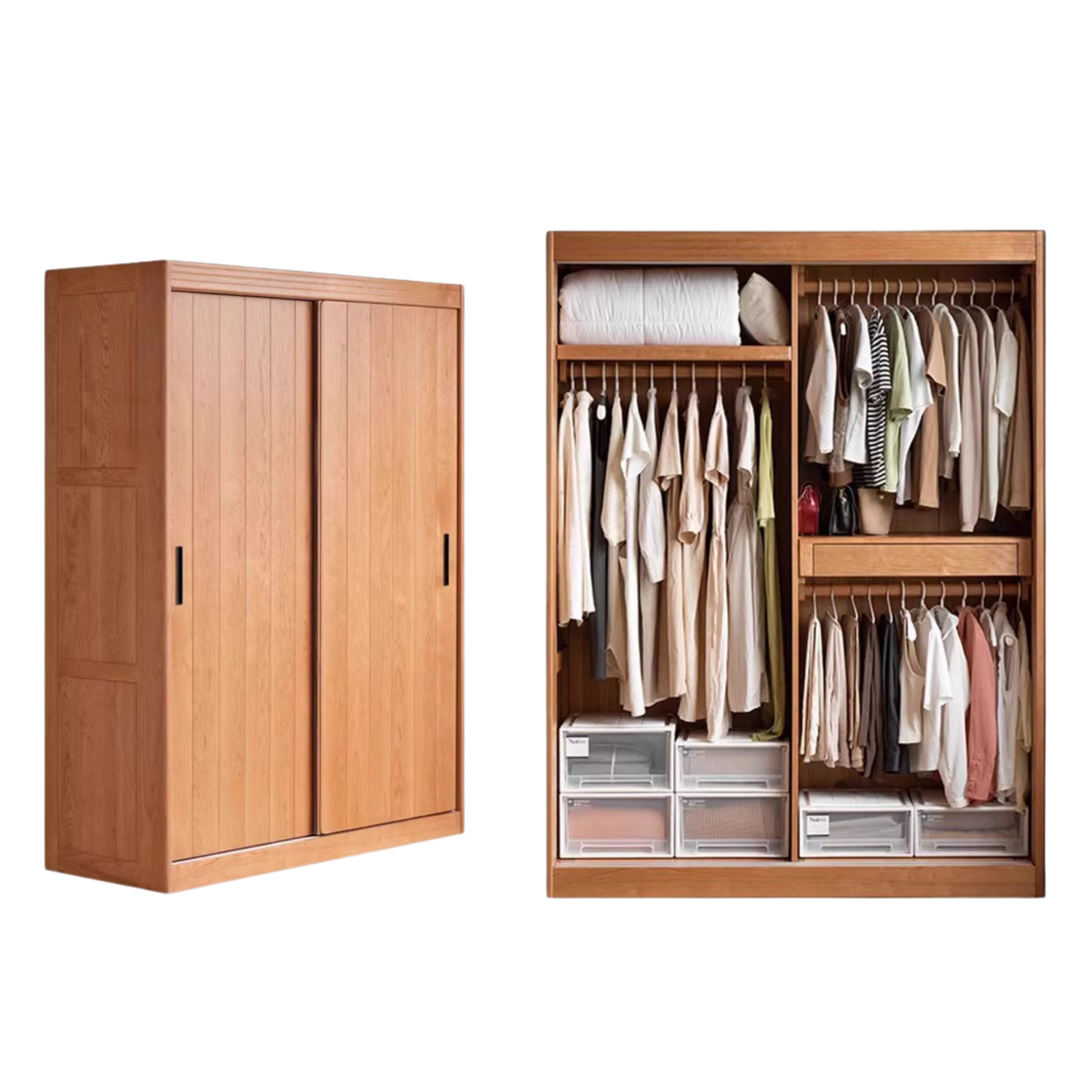 Cherry Wood Retro Wardrobe Sliding Door.