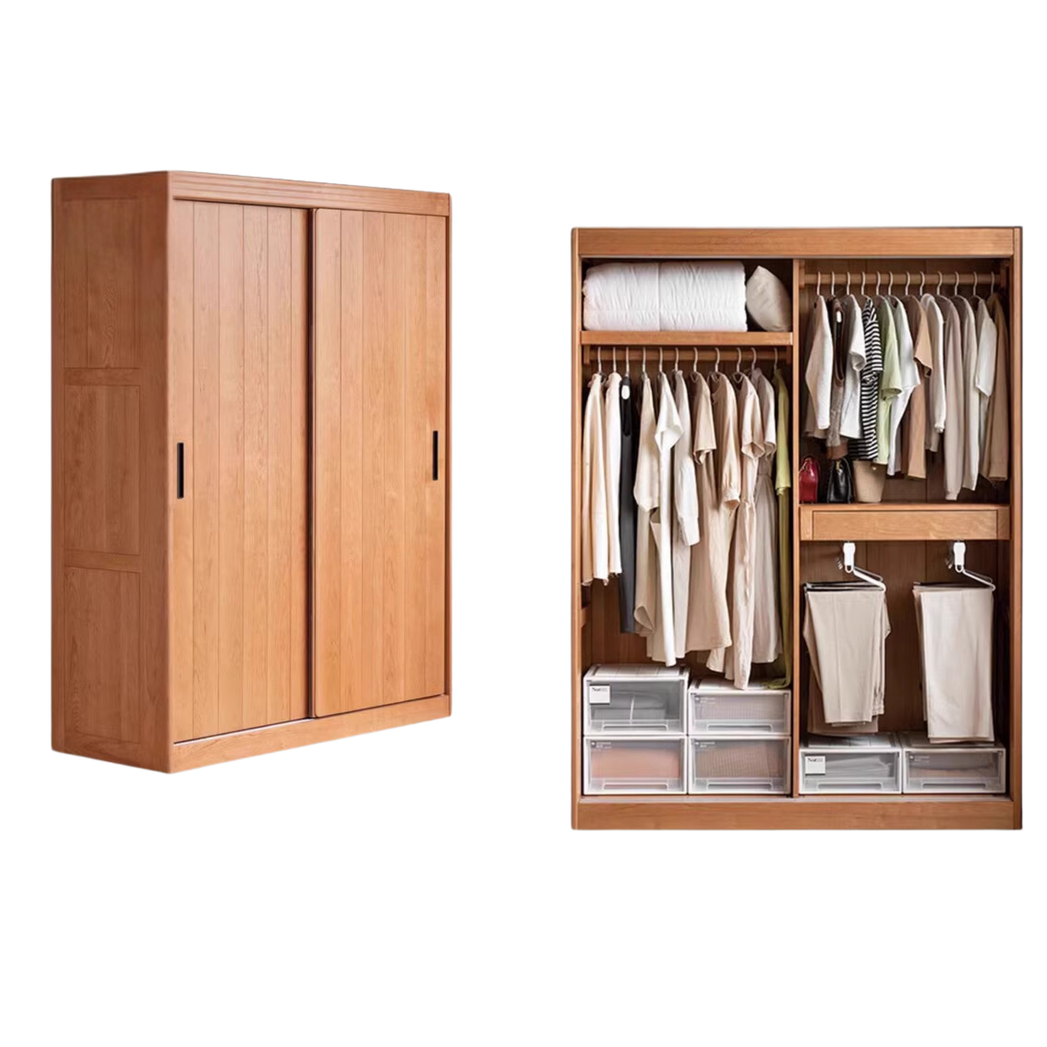Cherry Wood Retro Wardrobe Sliding Door.