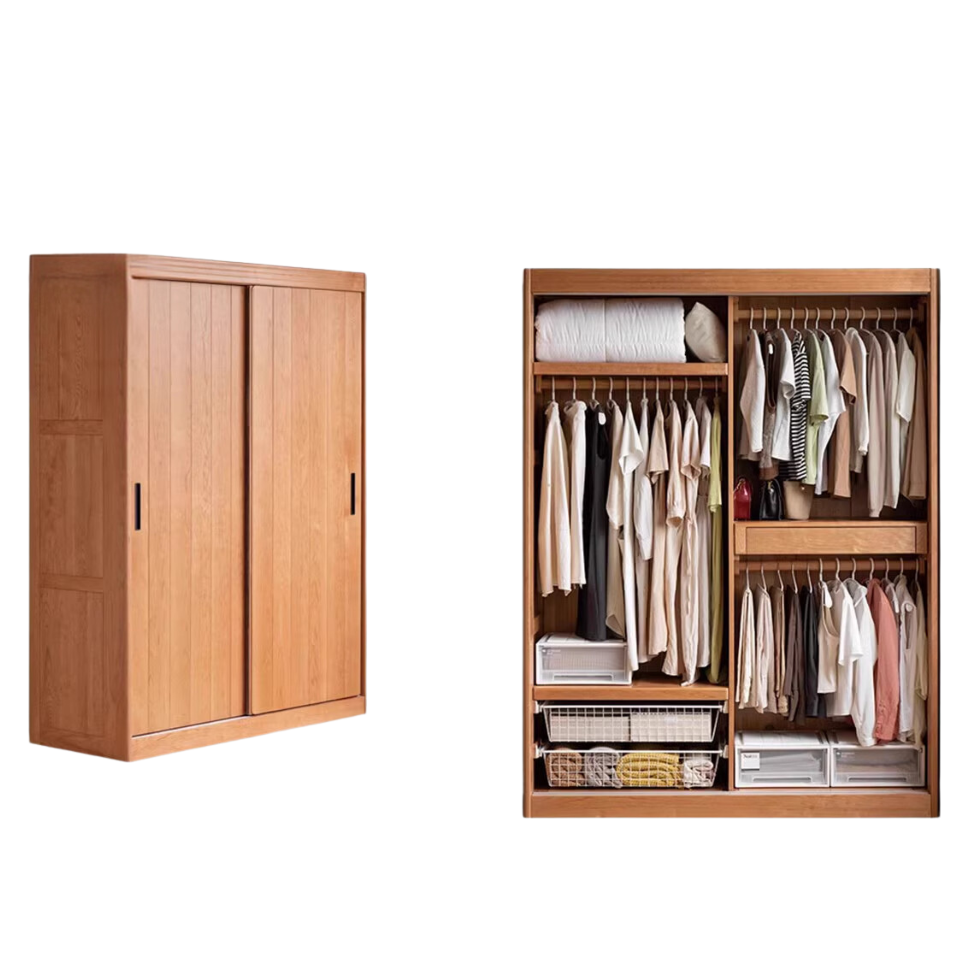 Cherry Wood Retro Wardrobe Sliding Door.