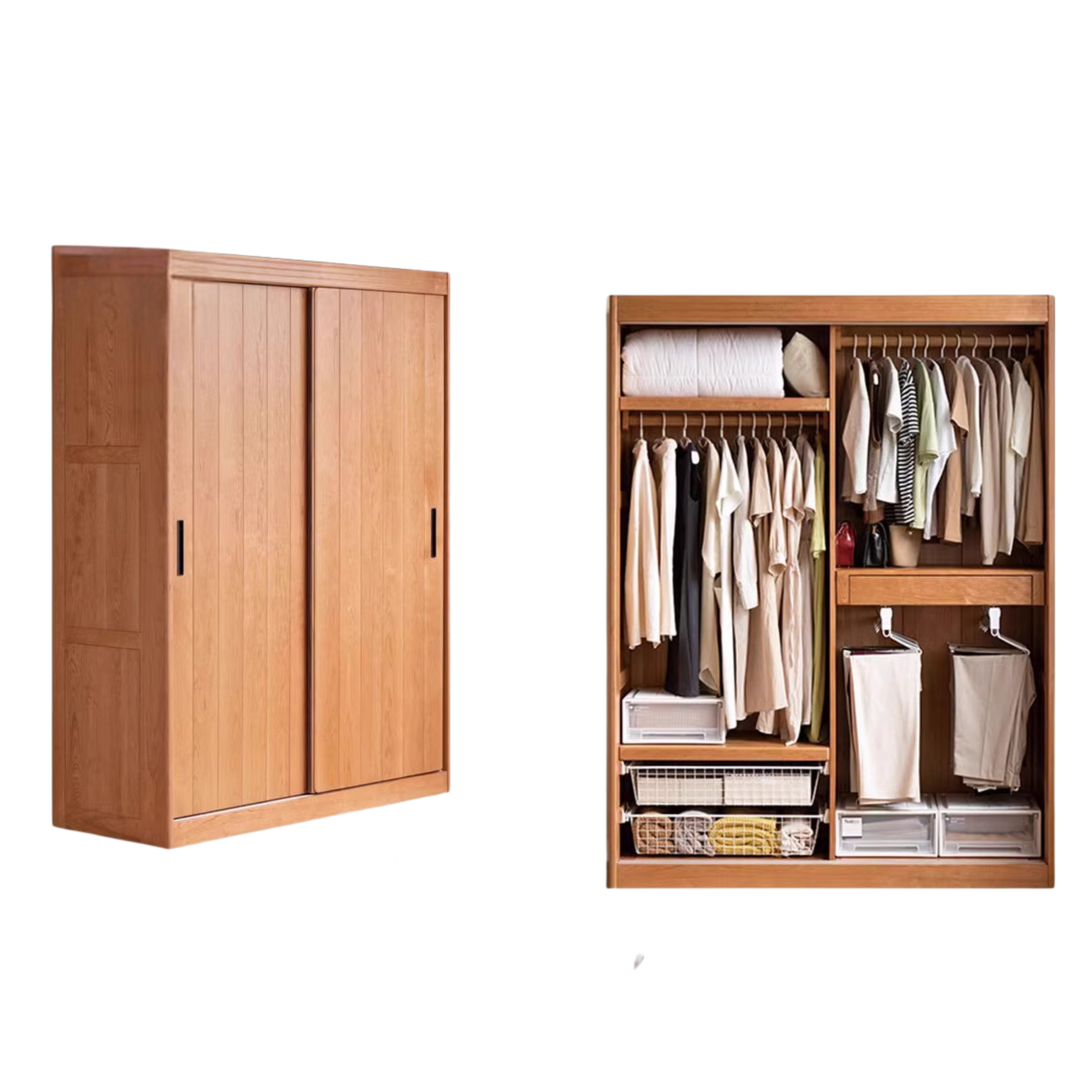 Cherry Wood Retro Wardrobe Sliding Door.