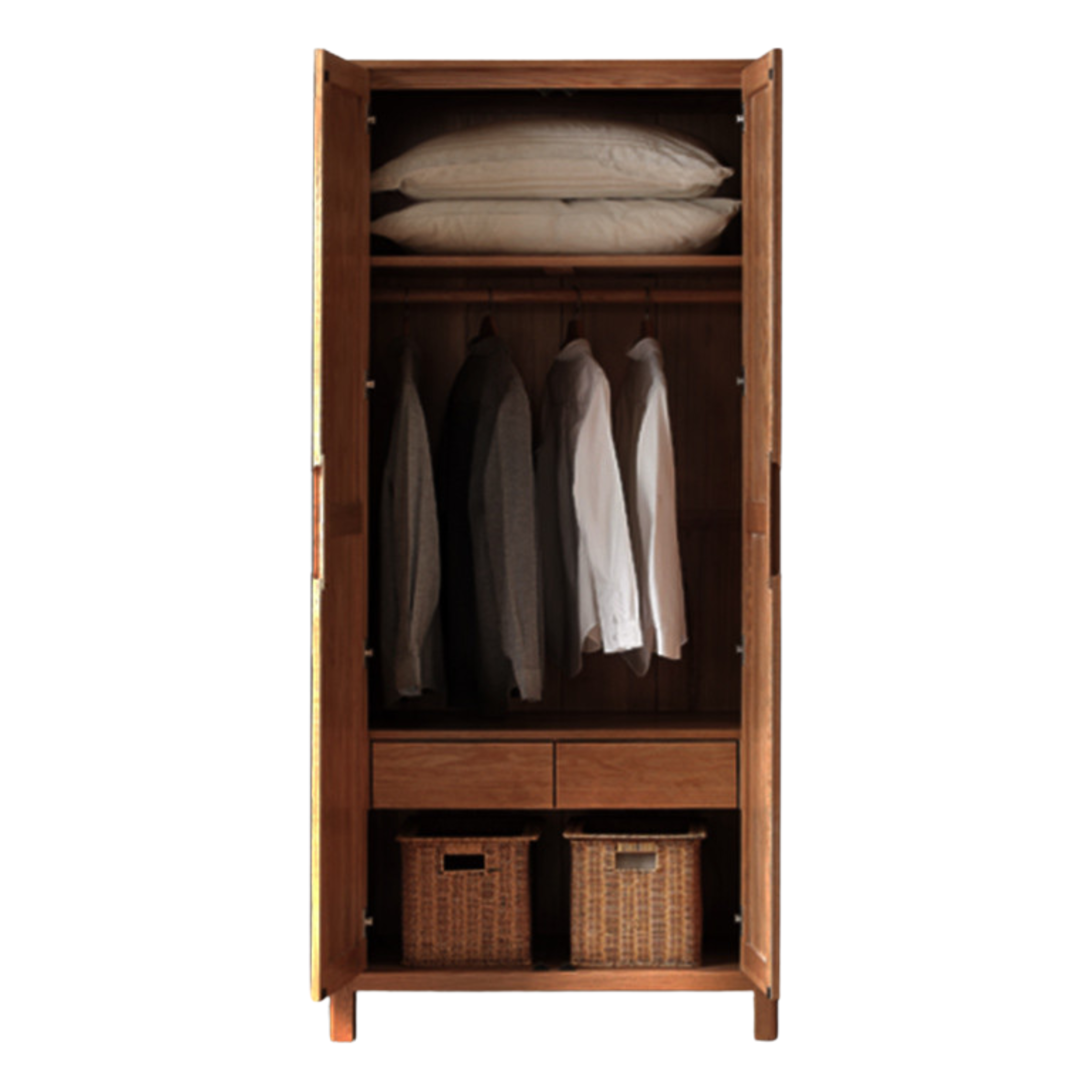 Oak Solid Wood Walnut Color Wardrobe.