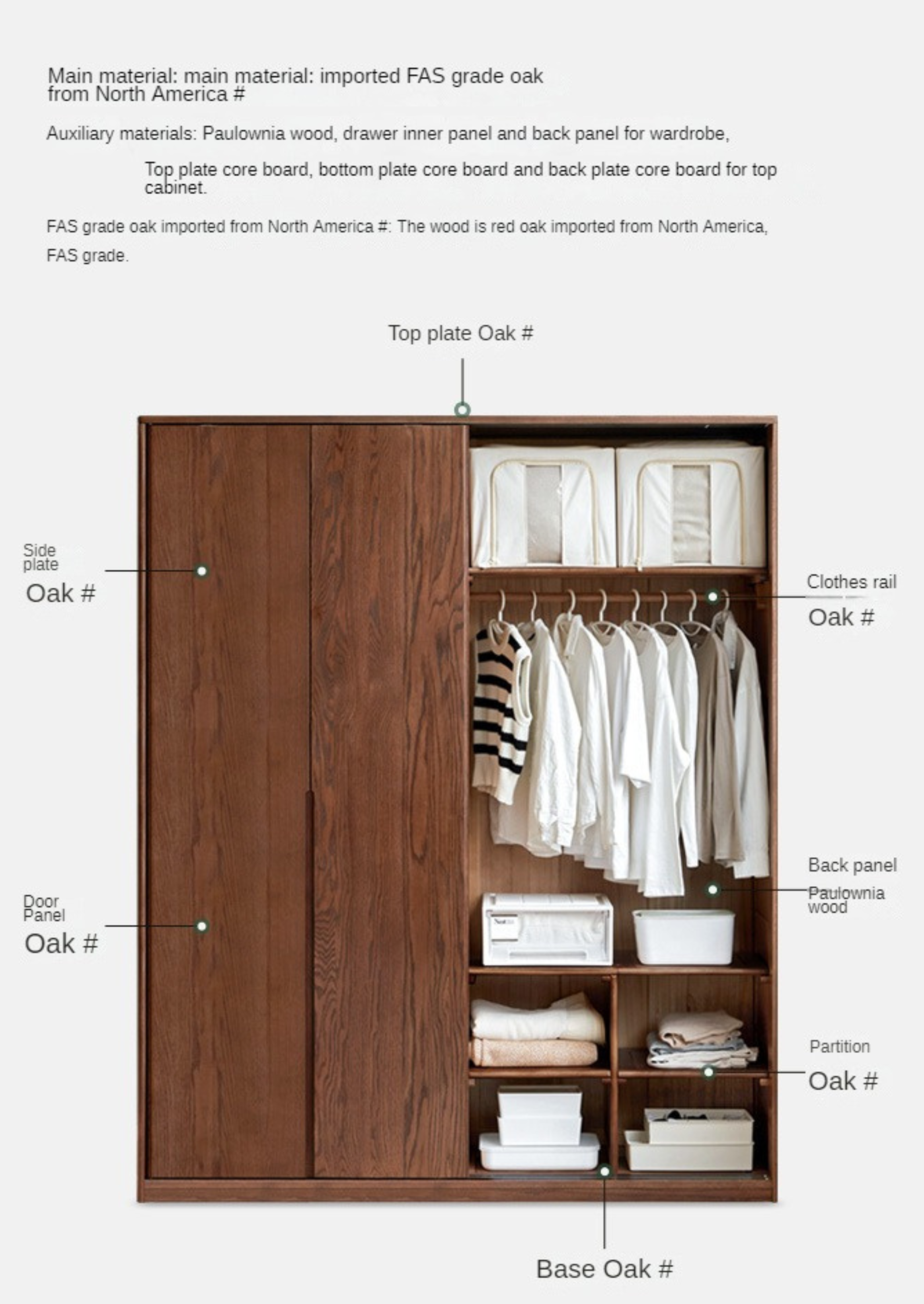 Oak Solid Wood Sliding Door Wardrobe.