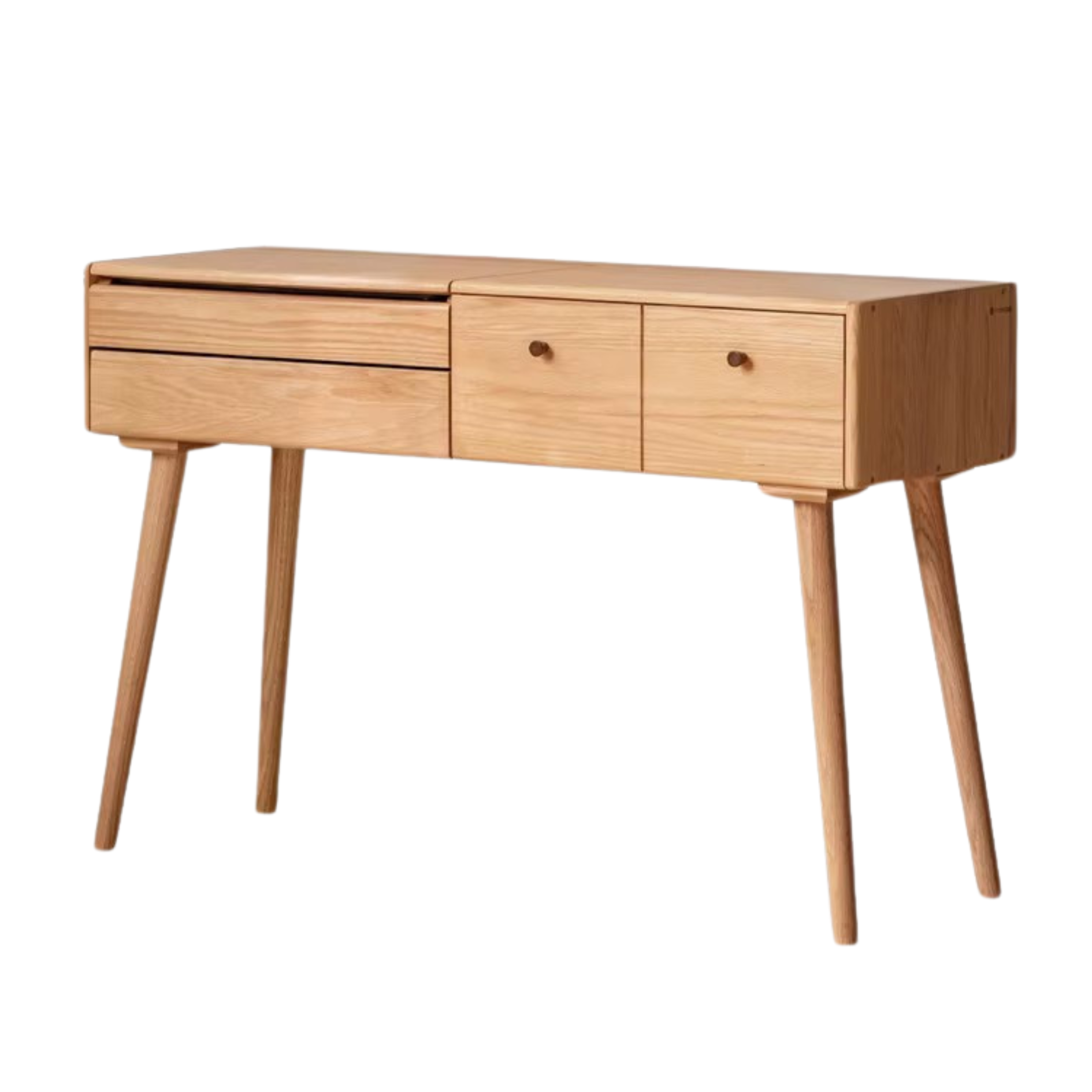 Oak Solid Wood, Solid RubberWood Vanity Table Mirror LED Touch Light.