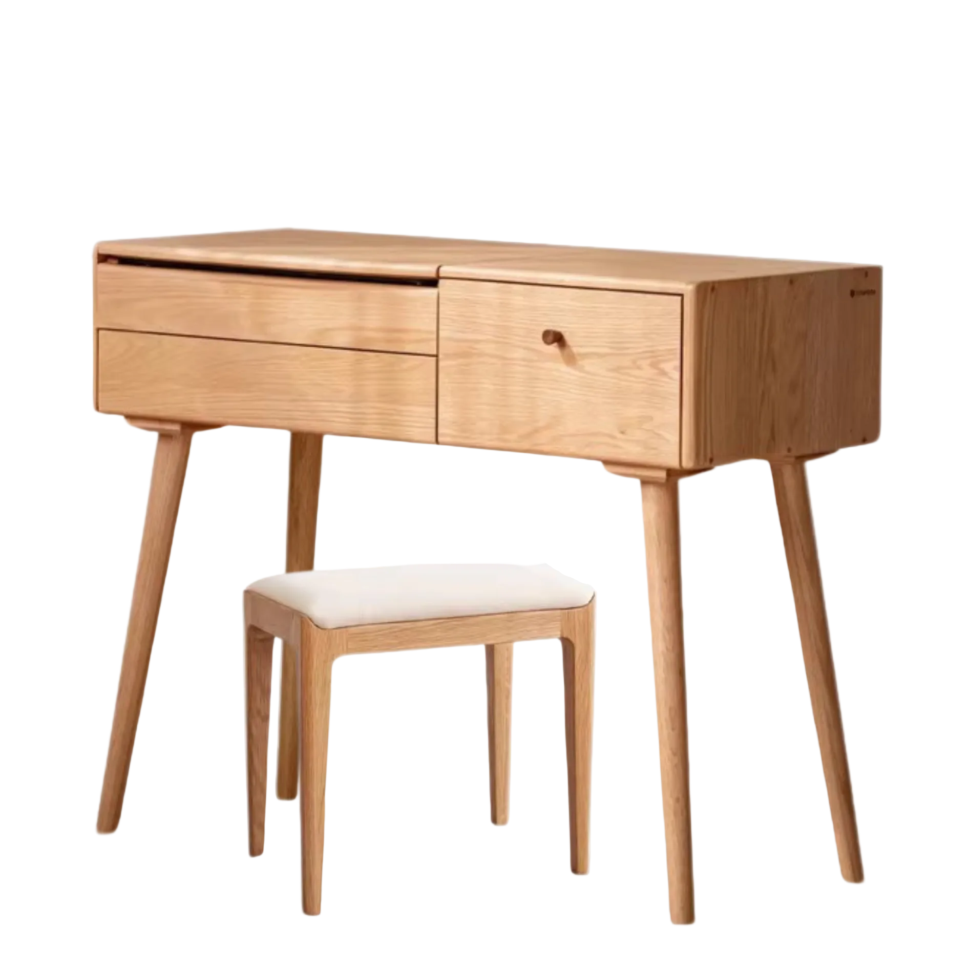 Oak Solid Wood, Solid RubberWood Vanity Table Mirror LED Touch Light.