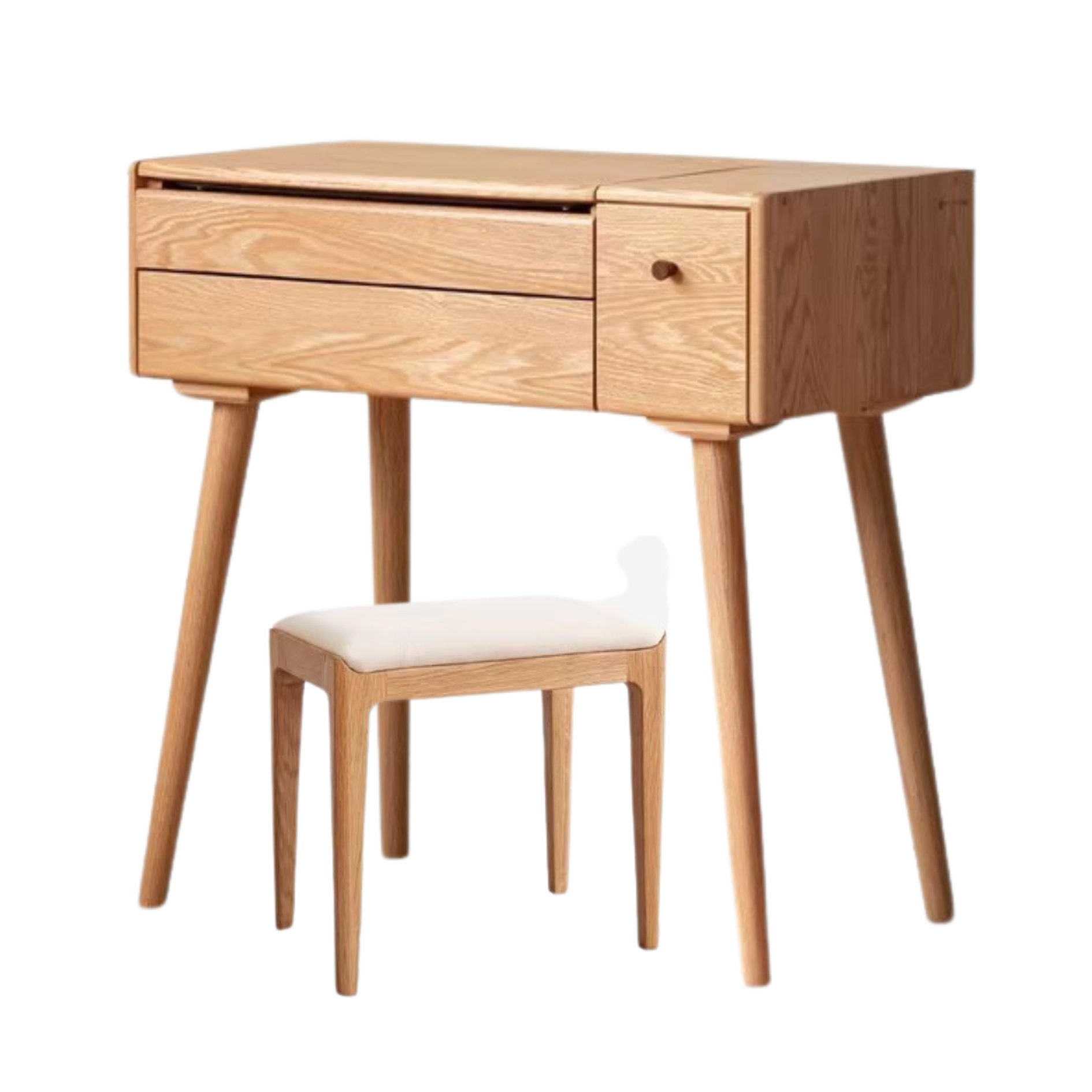 Oak Solid Wood, Solid RubberWood Dressing Table Mirror LED Touch Light.