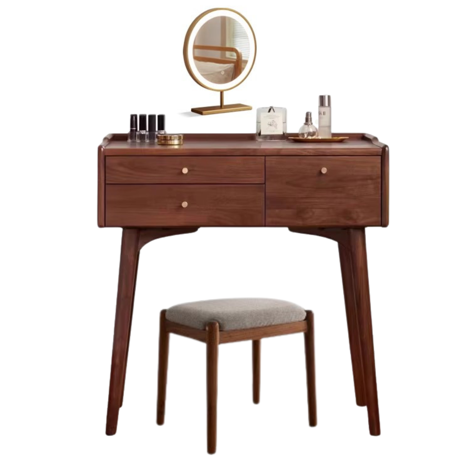 Black Walnut, Ash Solid Wood Dressing Table.