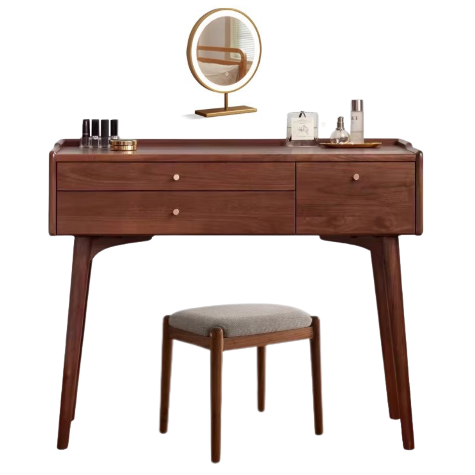 Black Walnut, Ash Solid Wood Dressing Table.