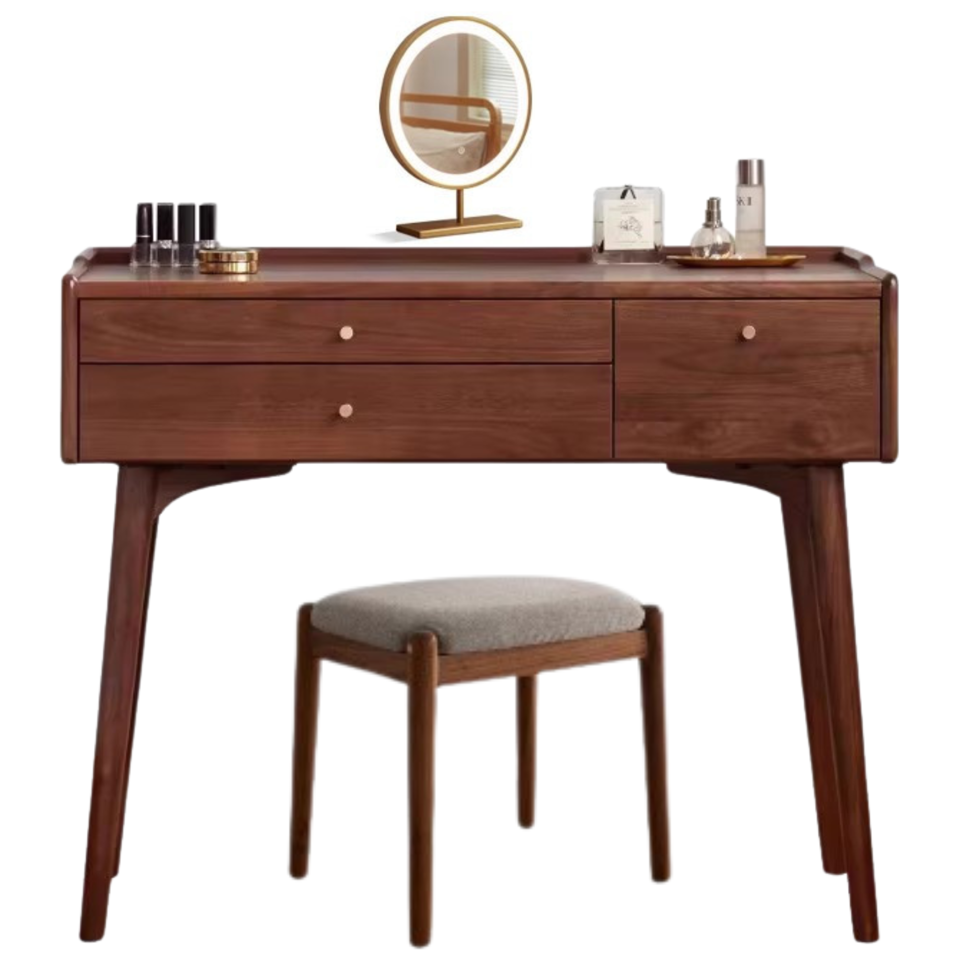Black Walnut, Ash Solid Wood Dressing Table.