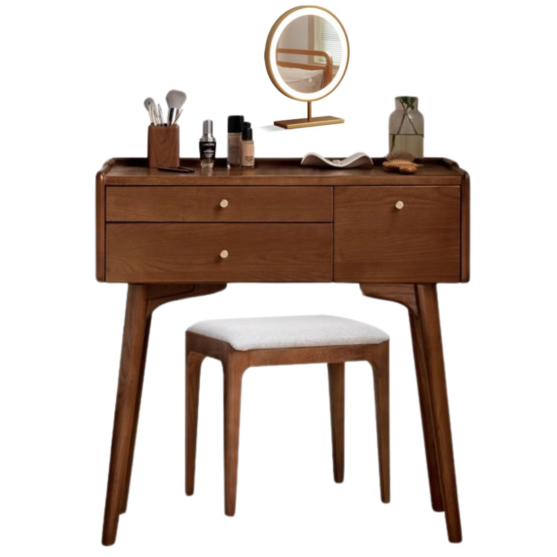 Black Walnut, Ash Solid Wood Dressing Table.