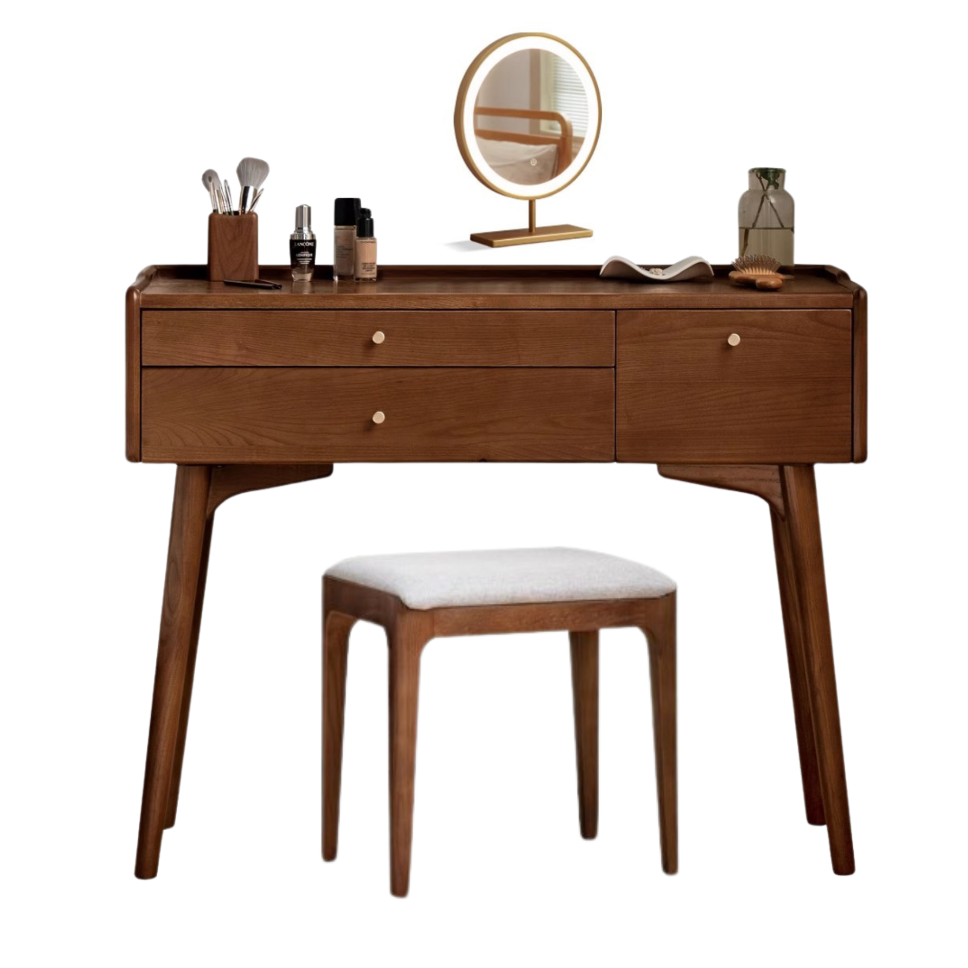 Black Walnut, Ash Solid Wood Dressing Table.