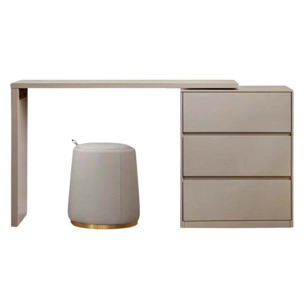 Poplar, Oak Solid Wood Telescopic Dressing Table Three Drawers.