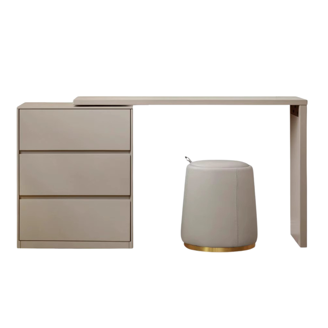 Poplar, Oak Solid Wood Telescopic Dressing Table Three Drawers.