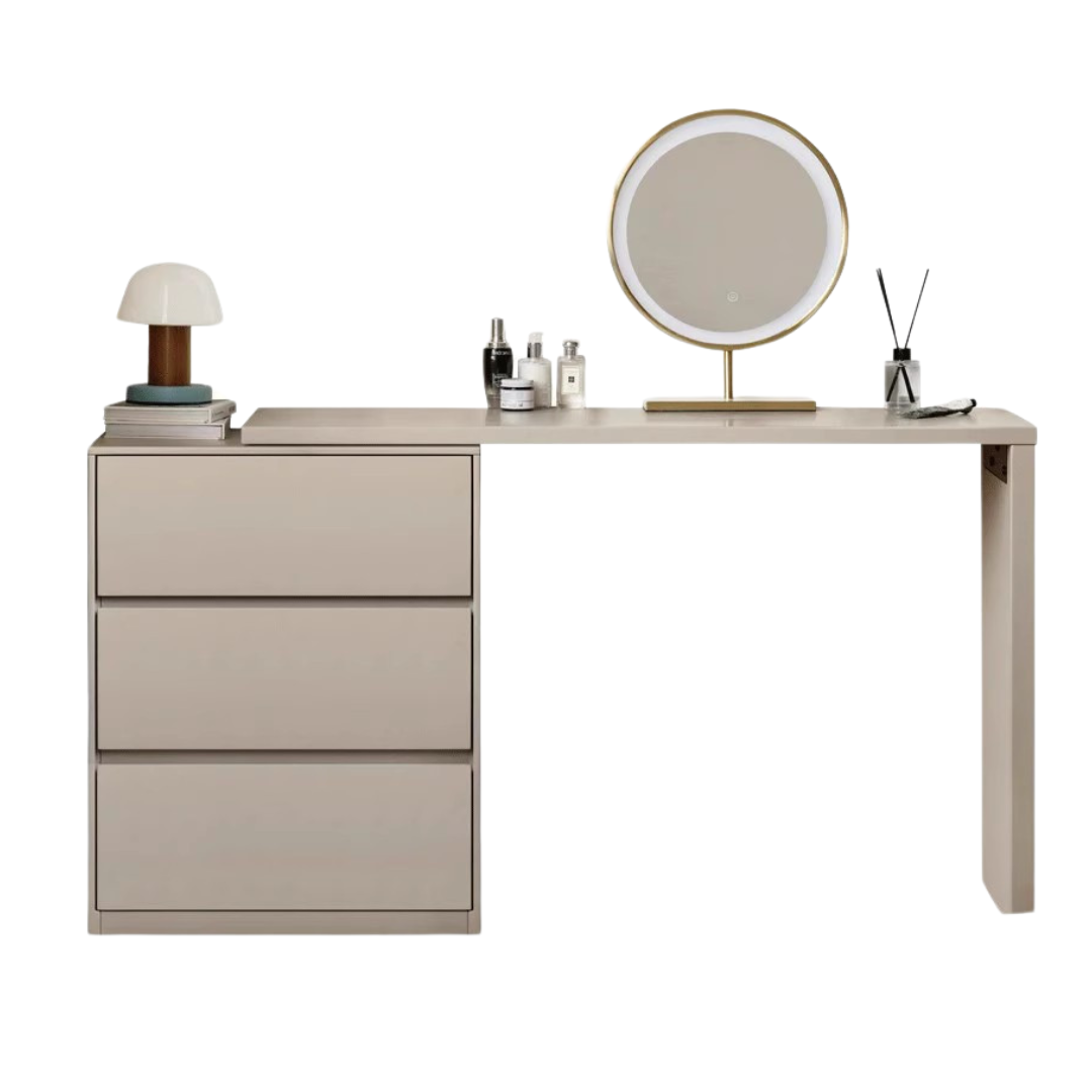 Poplar, Oak Solid Wood Telescopic Dressing Table Three Drawers.