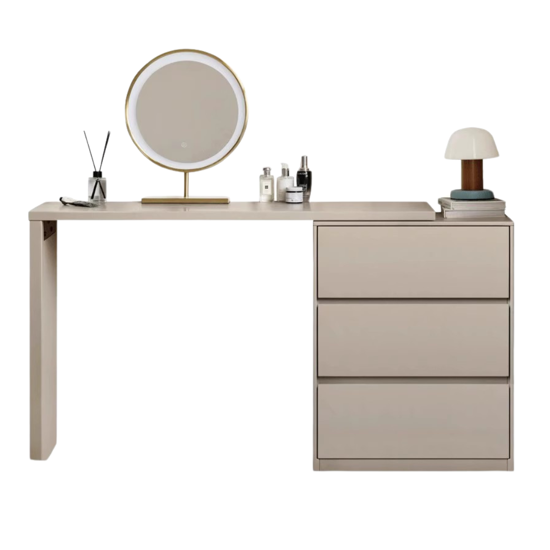 Poplar, Oak Solid Wood Telescopic Dressing Table Three Drawers.