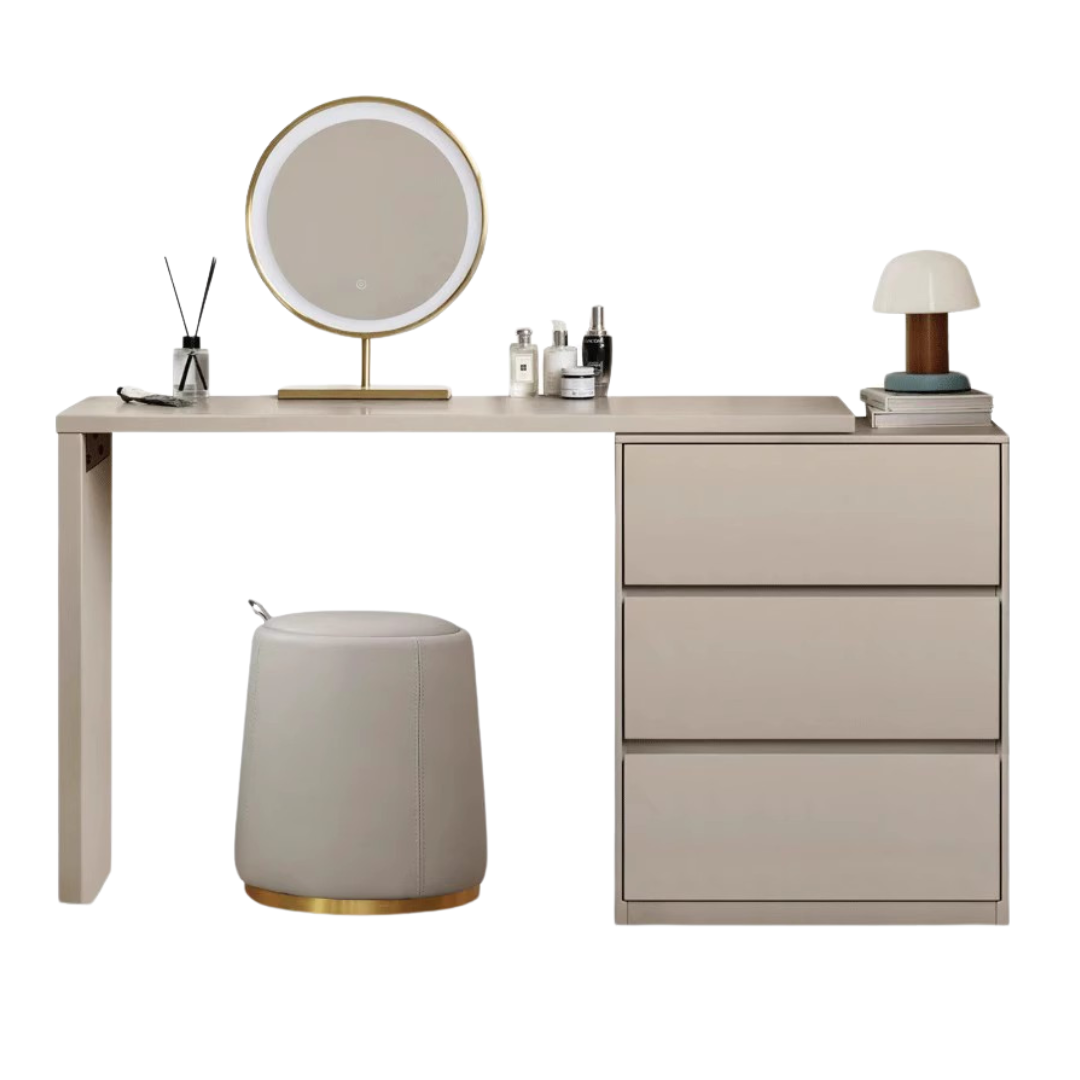 Poplar, Oak Solid Wood Telescopic Dressing Table Three Drawers.