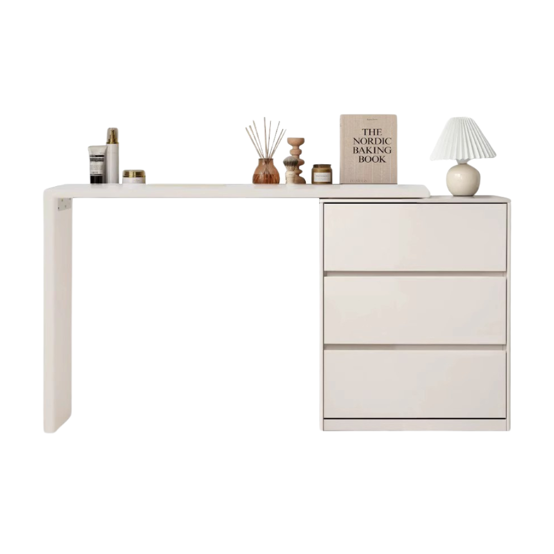 Poplar, Oak Solid Wood Telescopic Dressing Table Three Drawers.