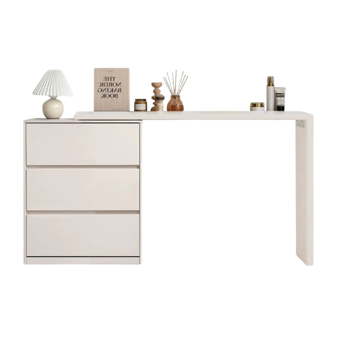 Poplar, Oak Solid Wood Telescopic Dressing Table Three Drawers.