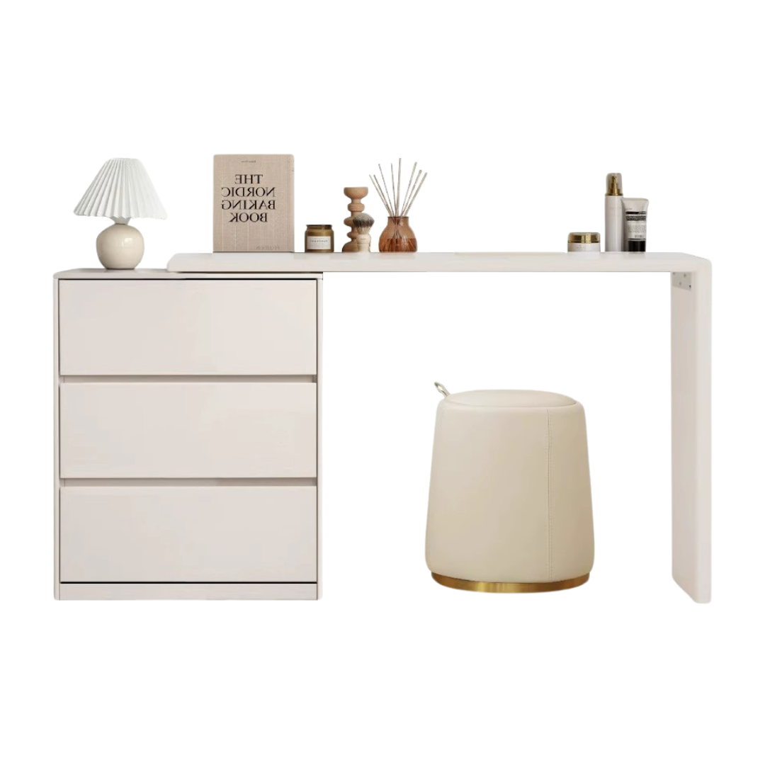 Poplar, Oak Solid Wood Telescopic Dressing Table Three Drawers.