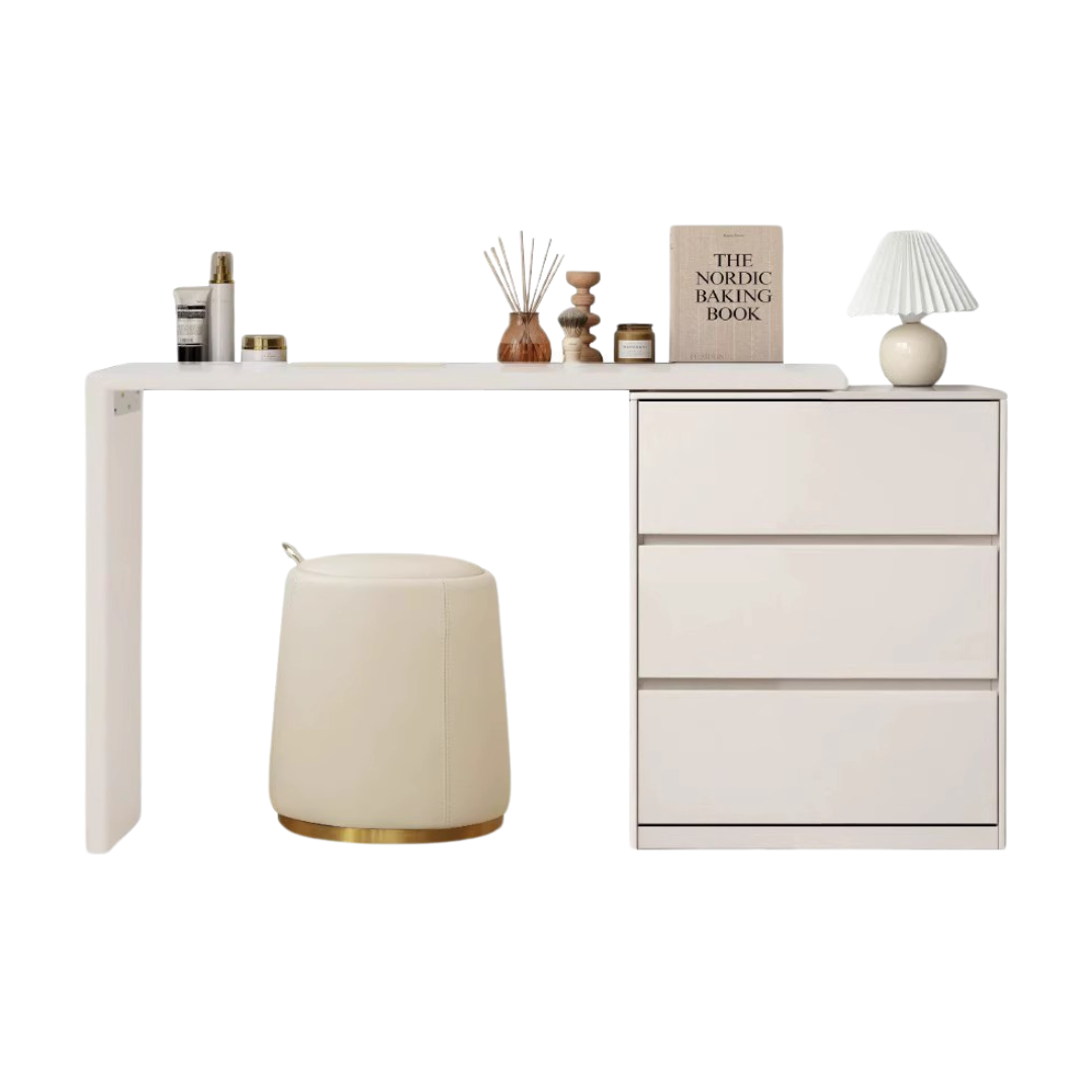 Poplar, Oak Solid Wood Telescopic Dressing Table Three Drawers.