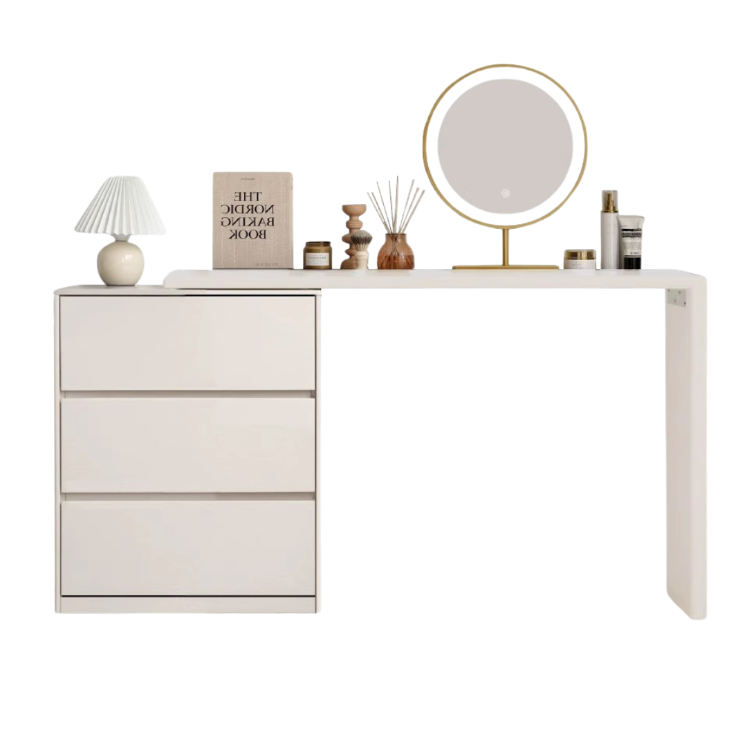 Poplar, Oak Solid Wood Telescopic Dressing Table Three Drawers.