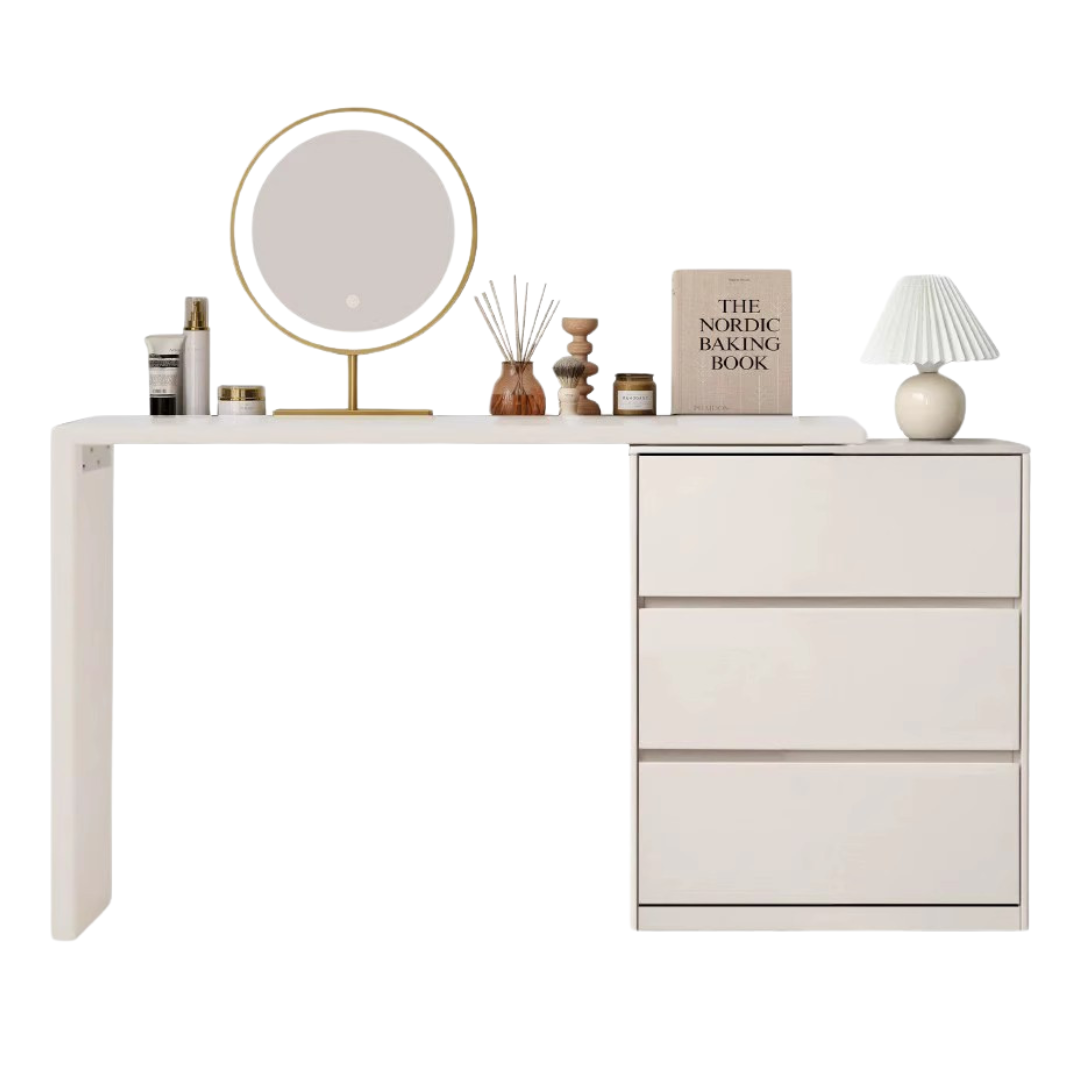 Poplar, Oak Solid Wood Telescopic Dressing Table Three Drawers.