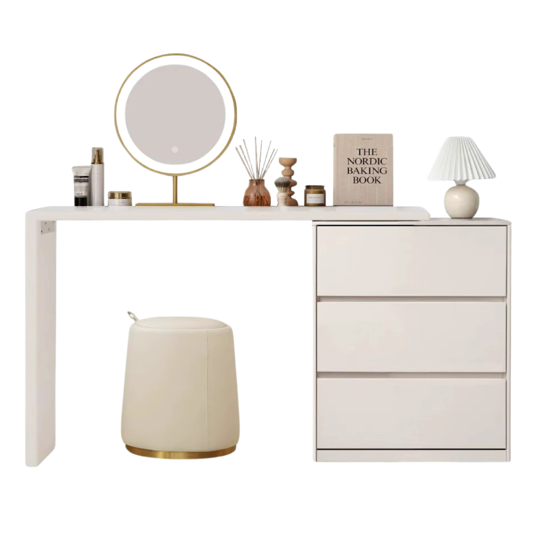 Poplar, Oak Solid Wood Telescopic Dressing Table Three Drawers.